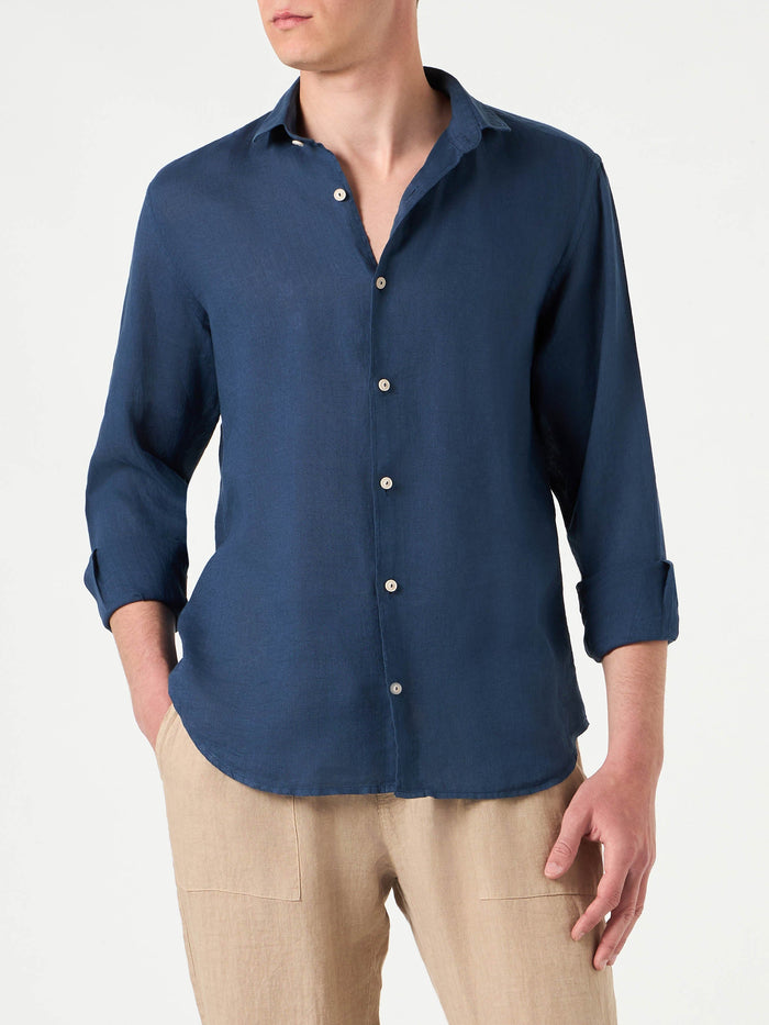 Pamplona Navy Blue Linen Shirt
