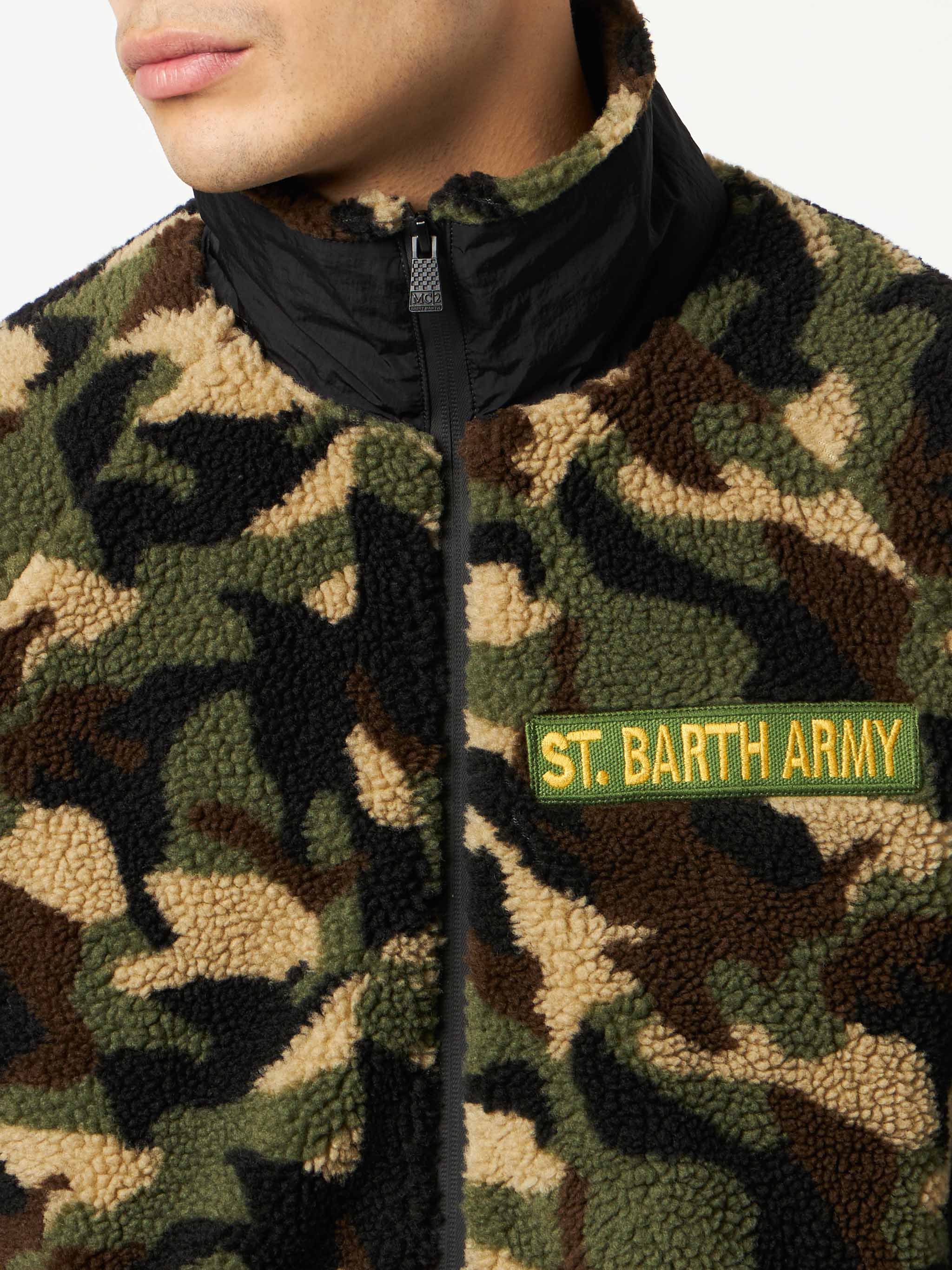 Sherpa Jacket With Patch Green