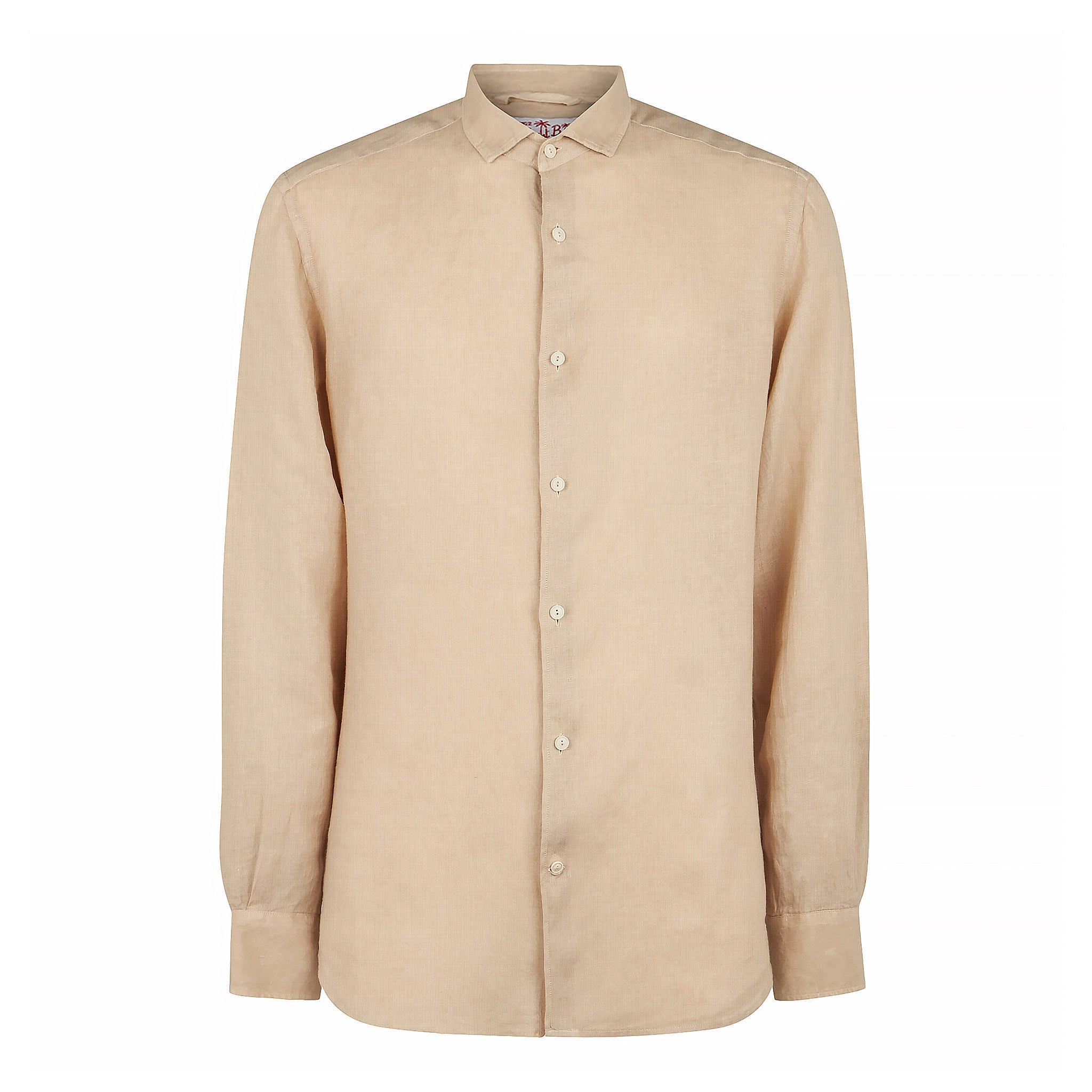Man Beige Linen Pamplona Shirt White