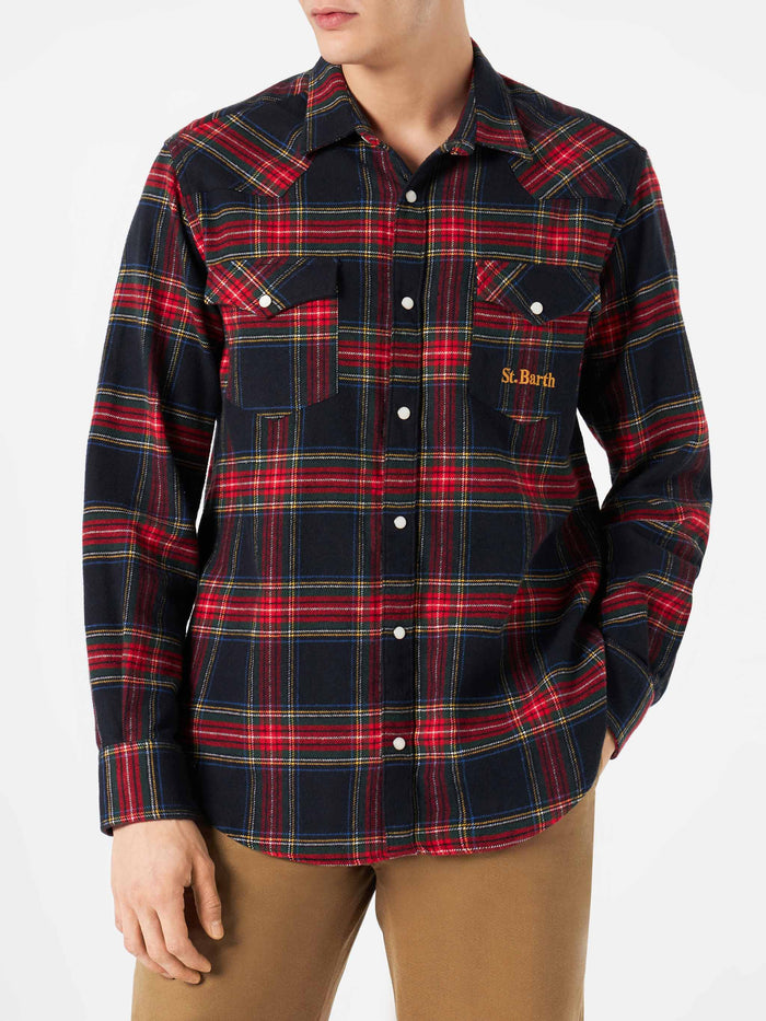 Greg Navy Tartan Shirt Blue