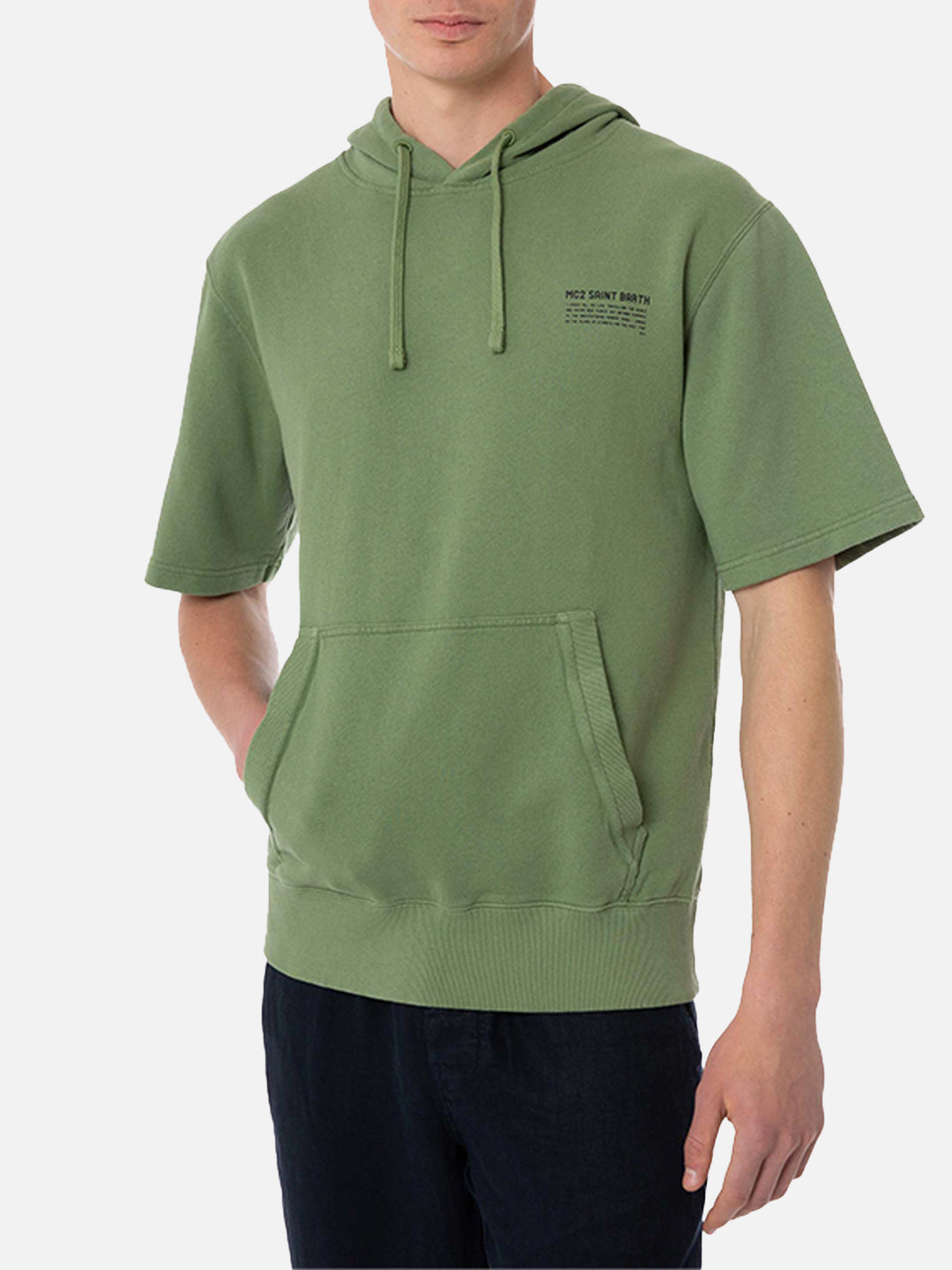 Man Short Sleeve Hoodie Sweatshirt