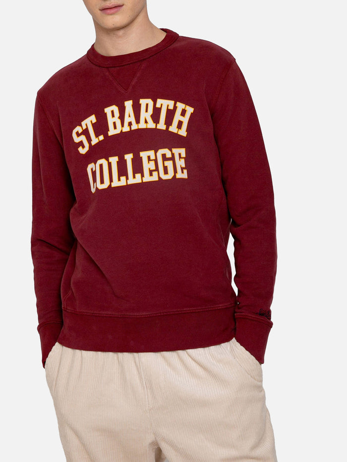 Burgundy Sweatshirt St. Barth College Print Red