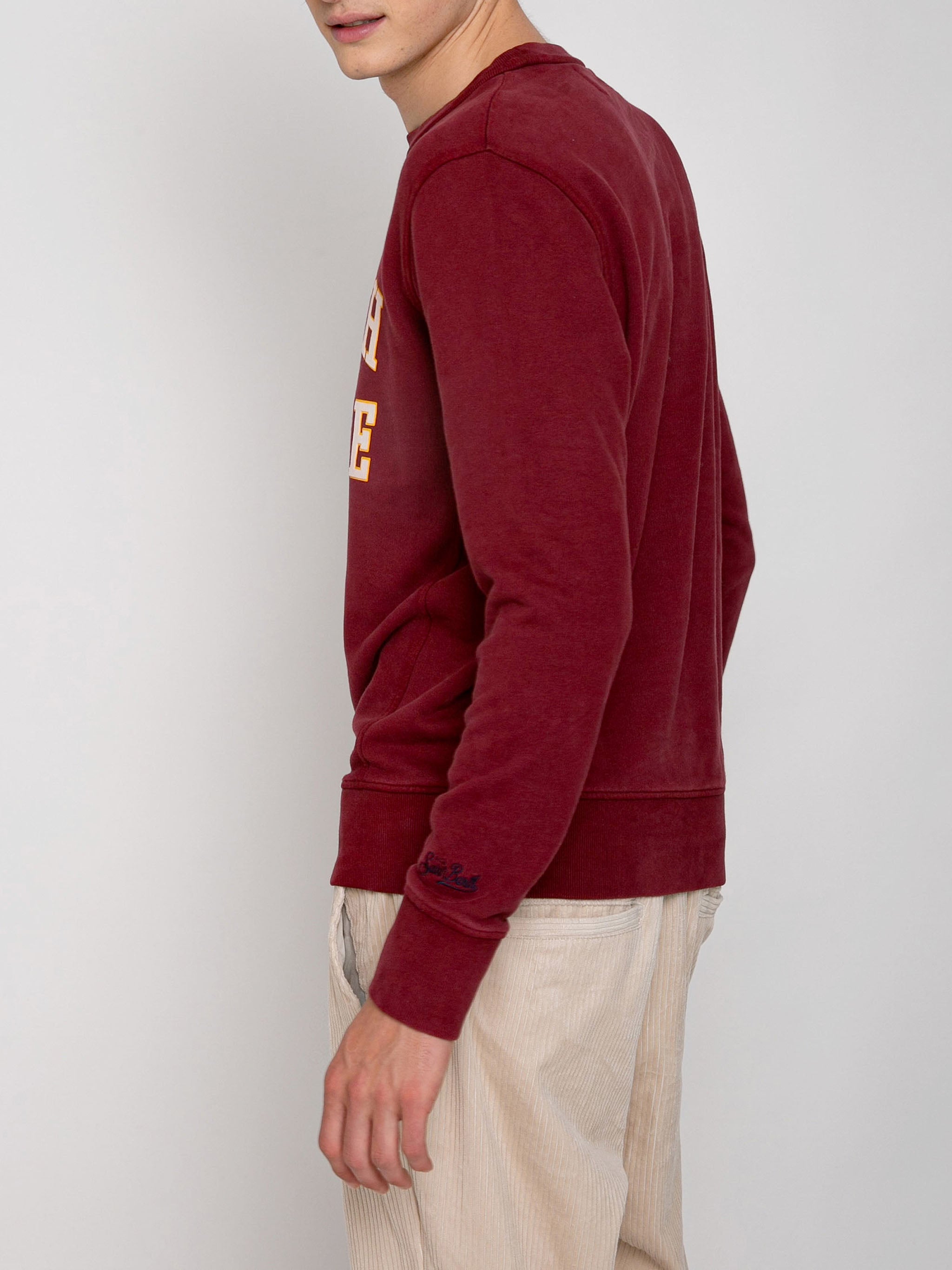 Burgundy Sweatshirt St. Barth College Print Red