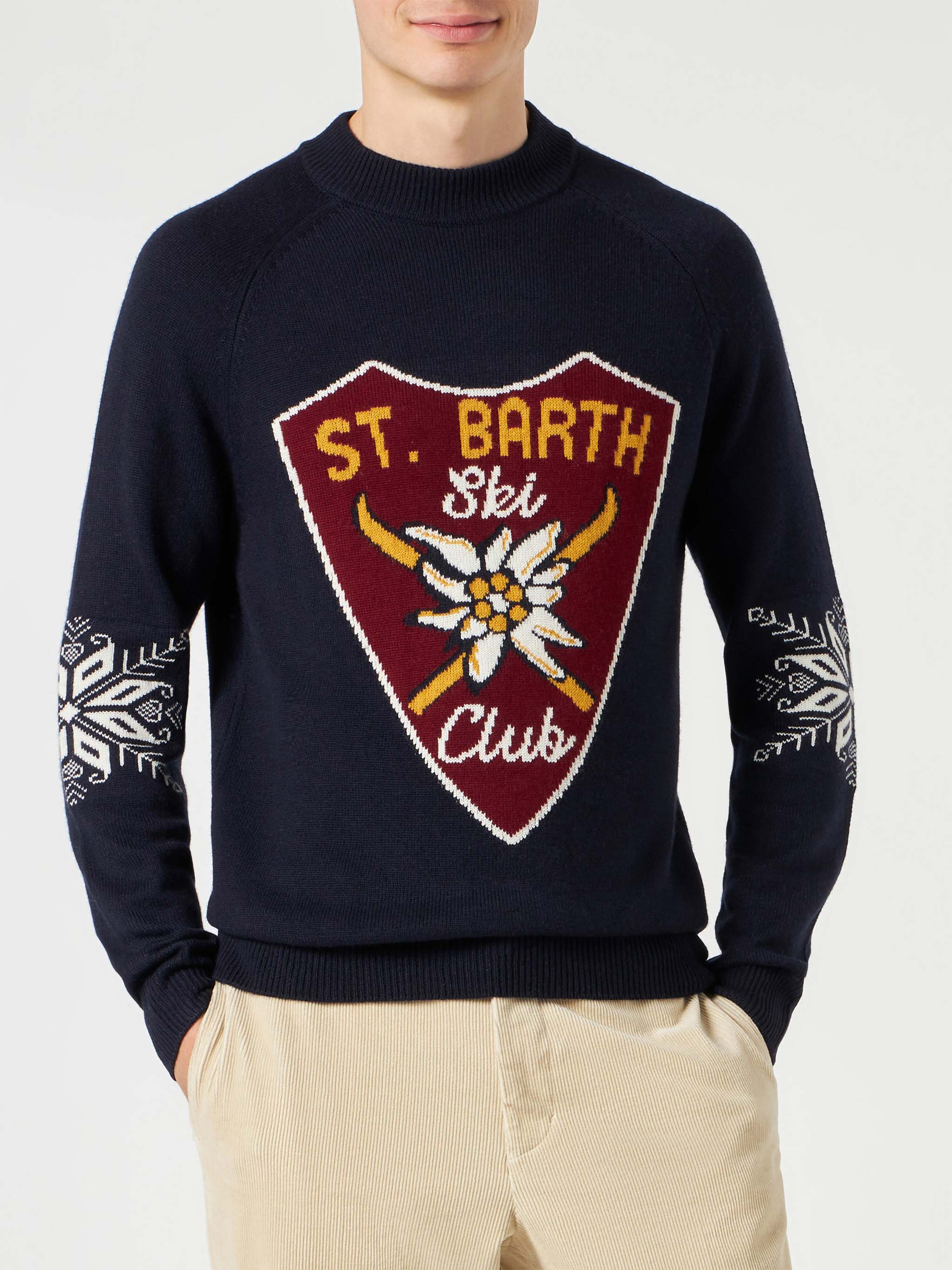 Half-Turtleneck Sweater Davos With Alpine Jacquard Blue