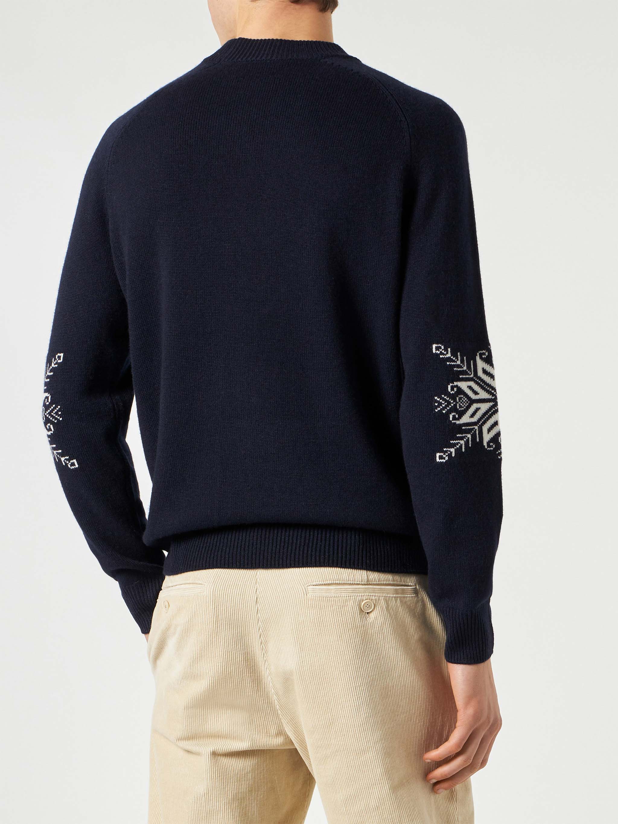 Half-Turtleneck Sweater Davos With Alpine Jacquard Blue