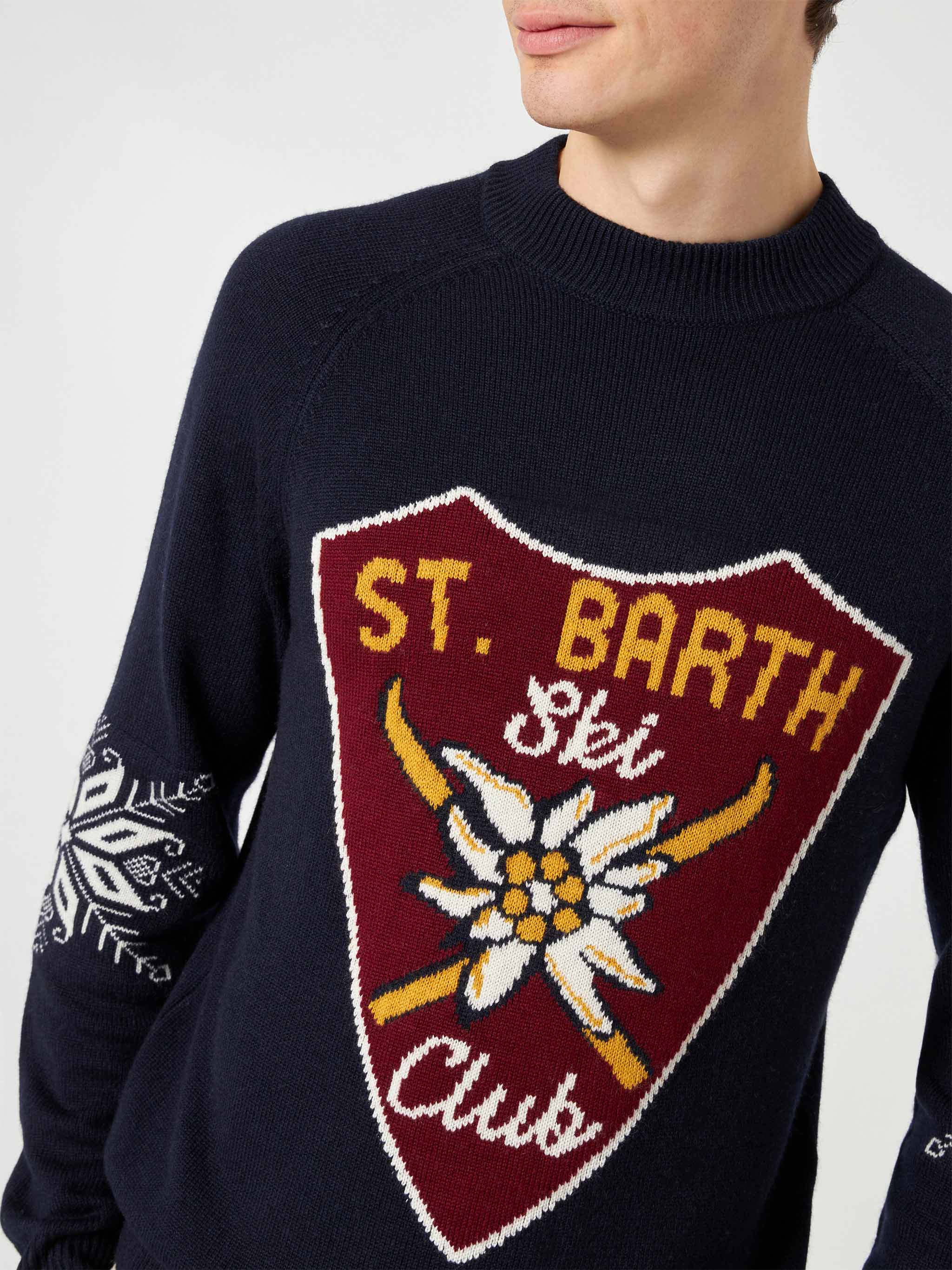 Half-Turtleneck Sweater Davos With Alpine Jacquard Blue
