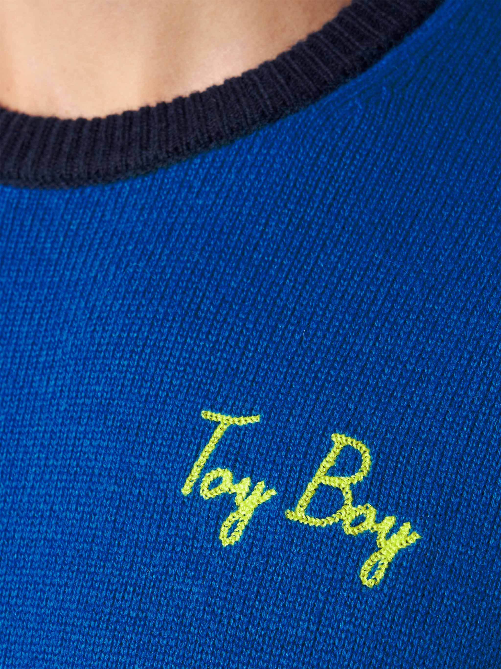 Crewneck Sweater Heron With Toy Boy Embroidery Blue
