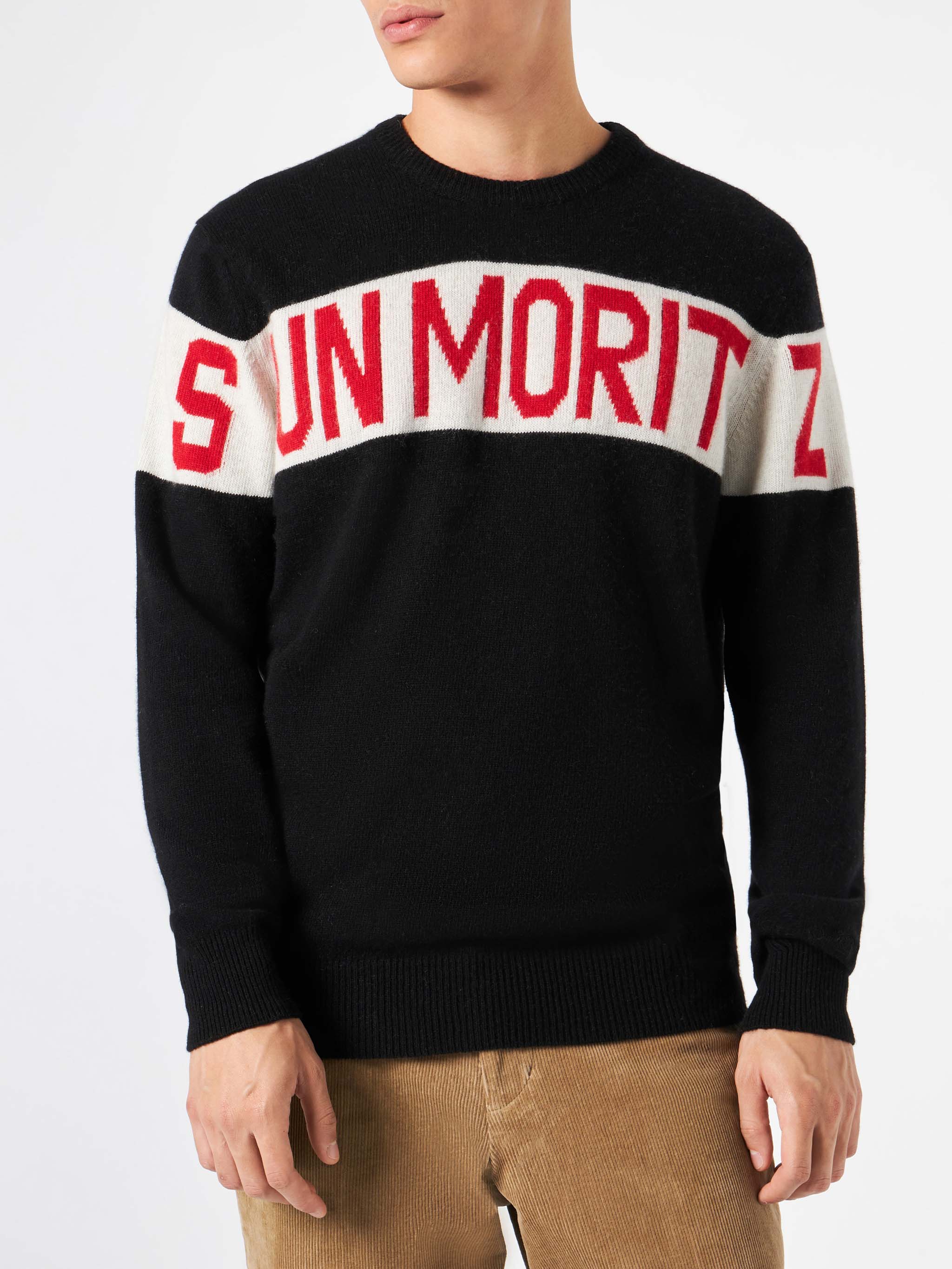 Crewneck Sweater Heron With Sun Moritz Jacquard Black