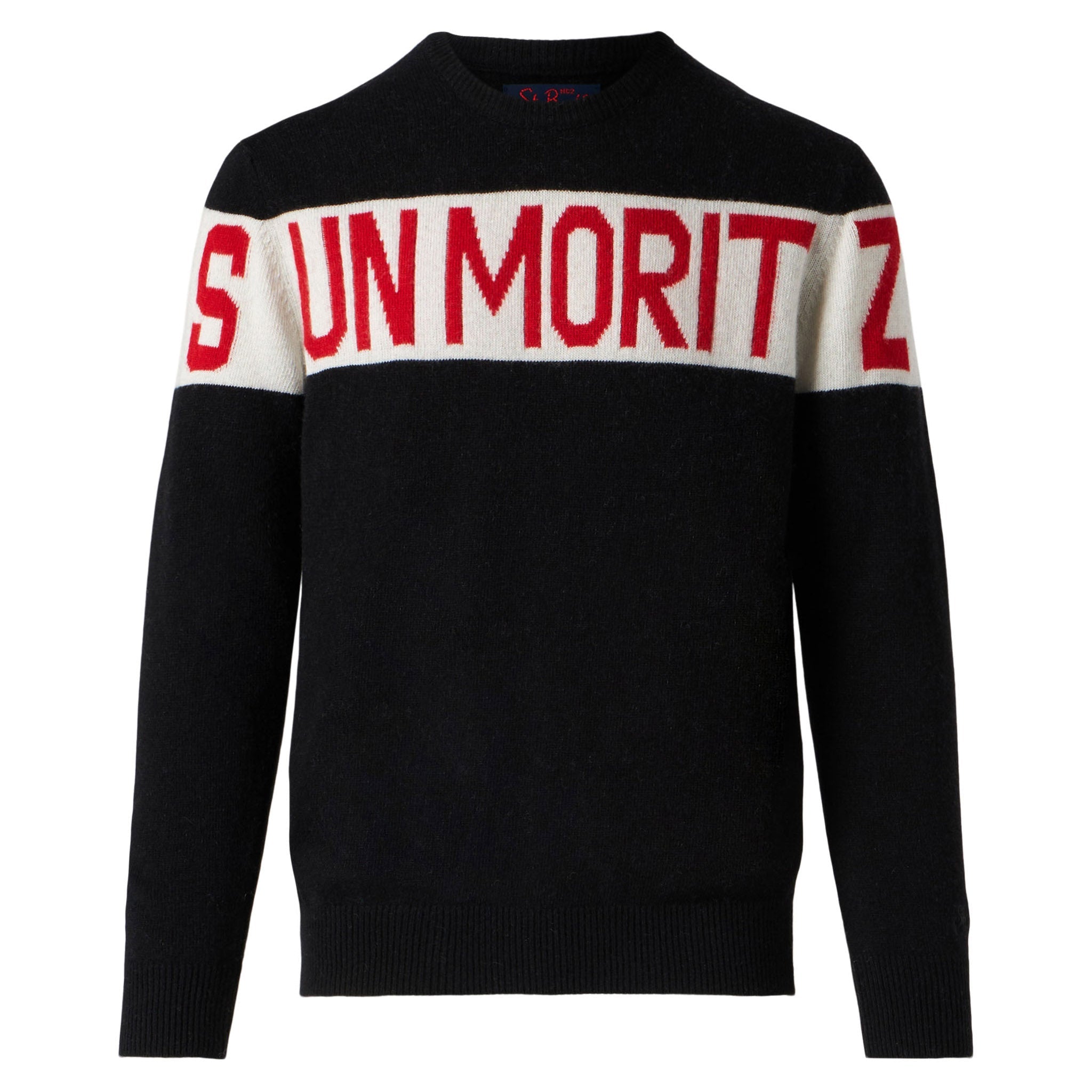 Crewneck Sweater Heron With Sun Moritz Jacquard Black