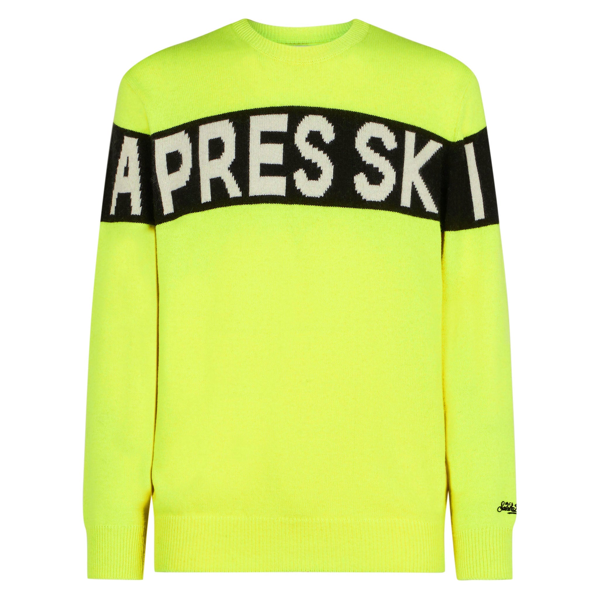 Man Sweater With Apres Ski Lettering Yellow