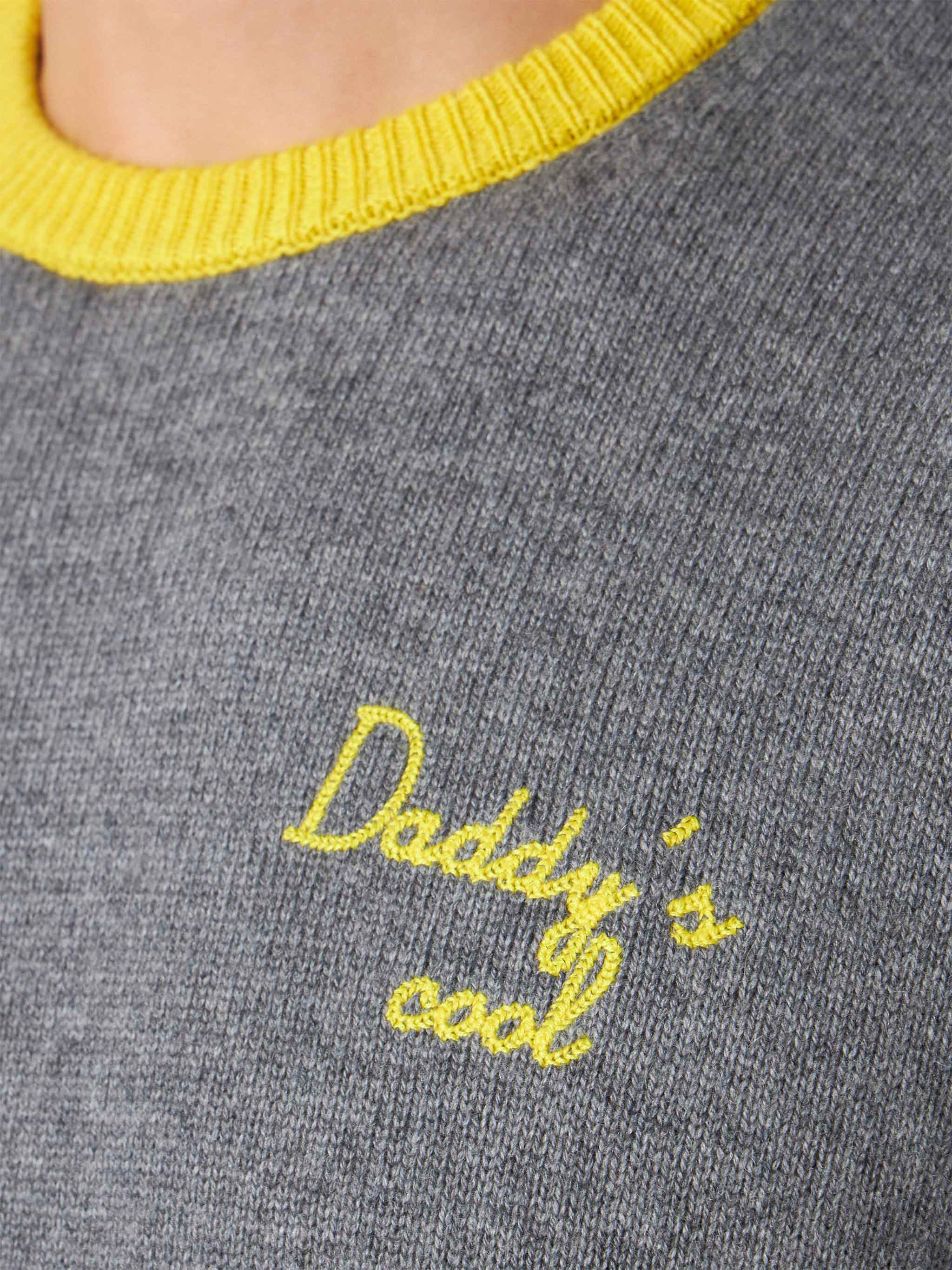 Crewneck Sweater Heron With Daddys Cool Embroidery Grey