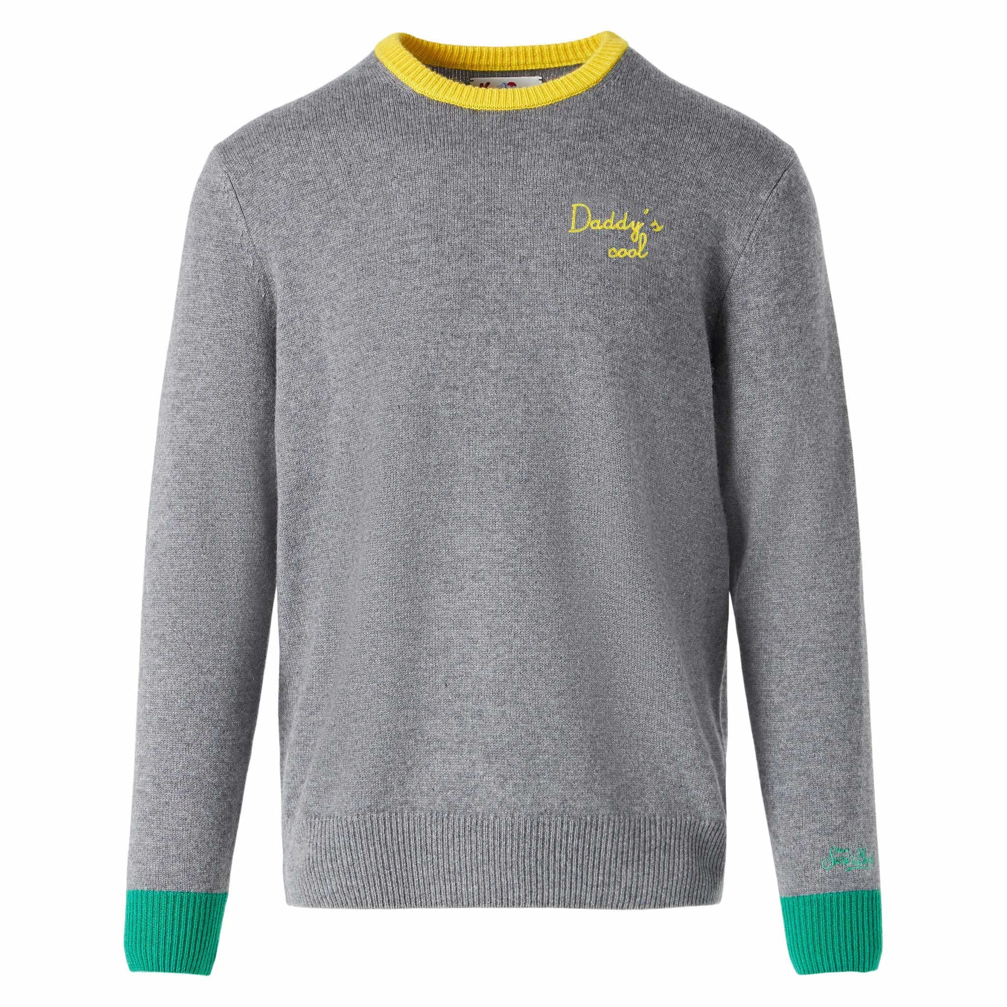 Crewneck Sweater Heron With Daddys Cool Embroidery Grey