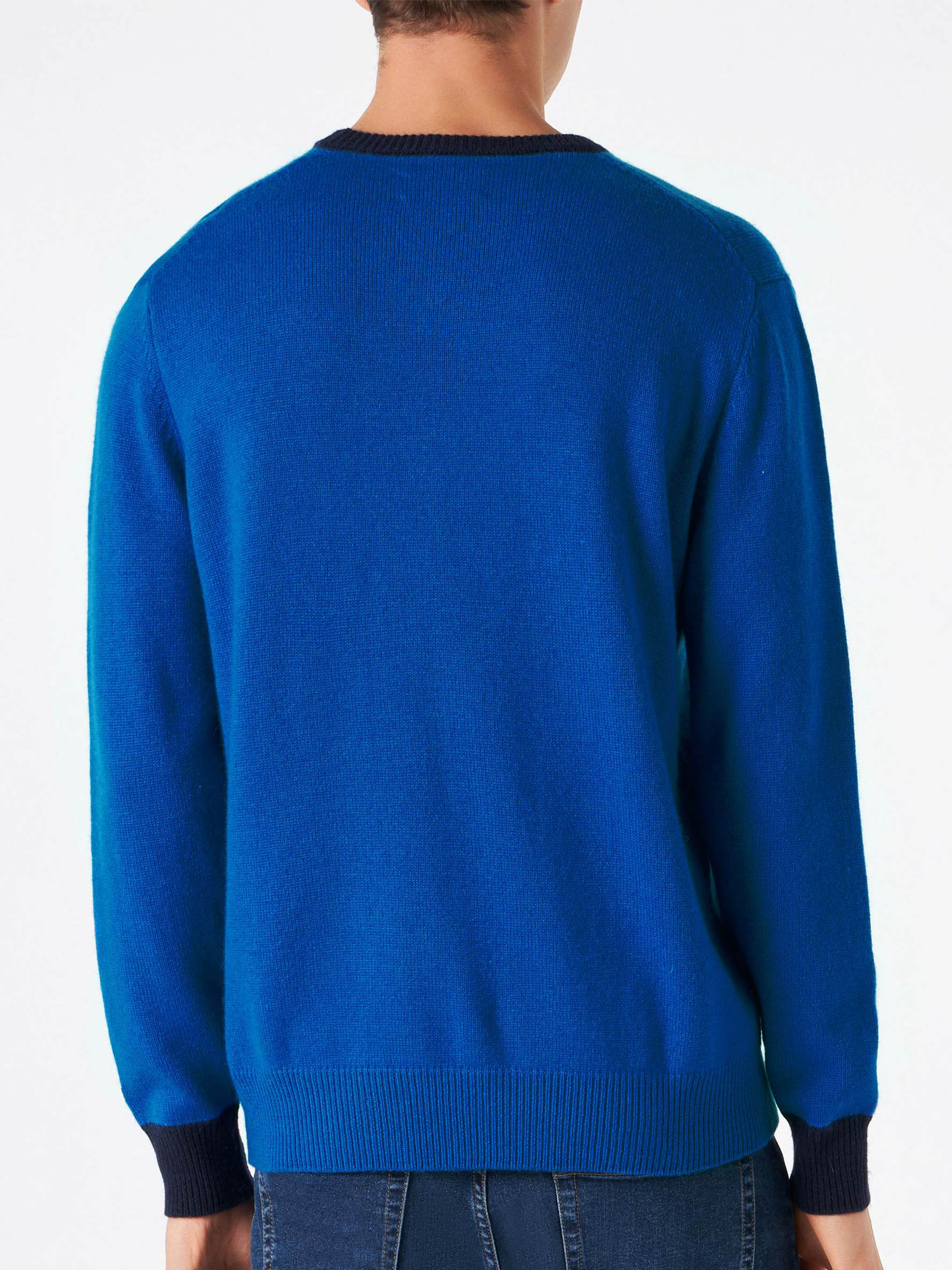 Crewneck Sweater Heron With Toy Boy Embroidery Blue