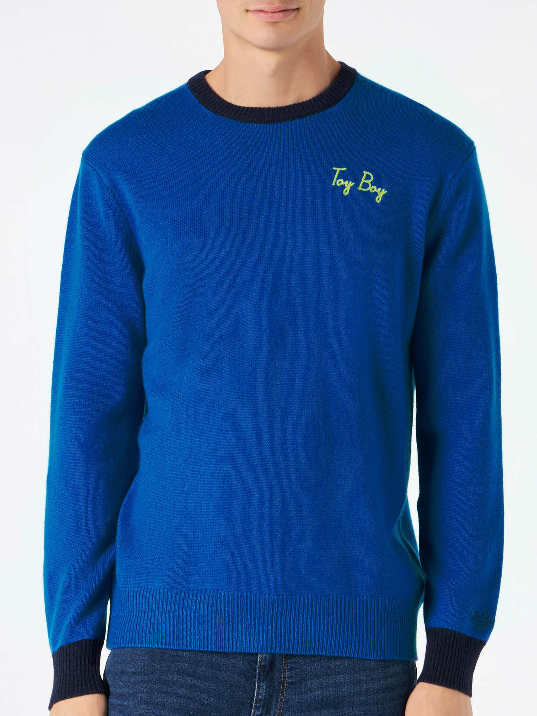 Crewneck Sweater Heron With Toy Boy Embroidery Blue