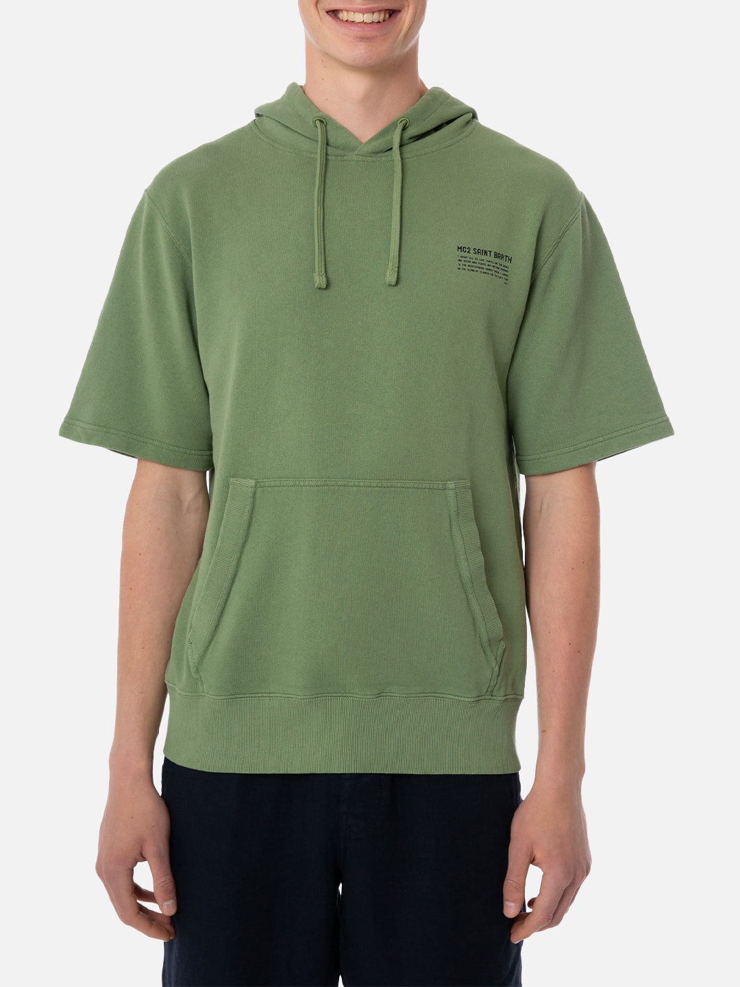 Man Short Sleeve Hoodie Sweatshirt