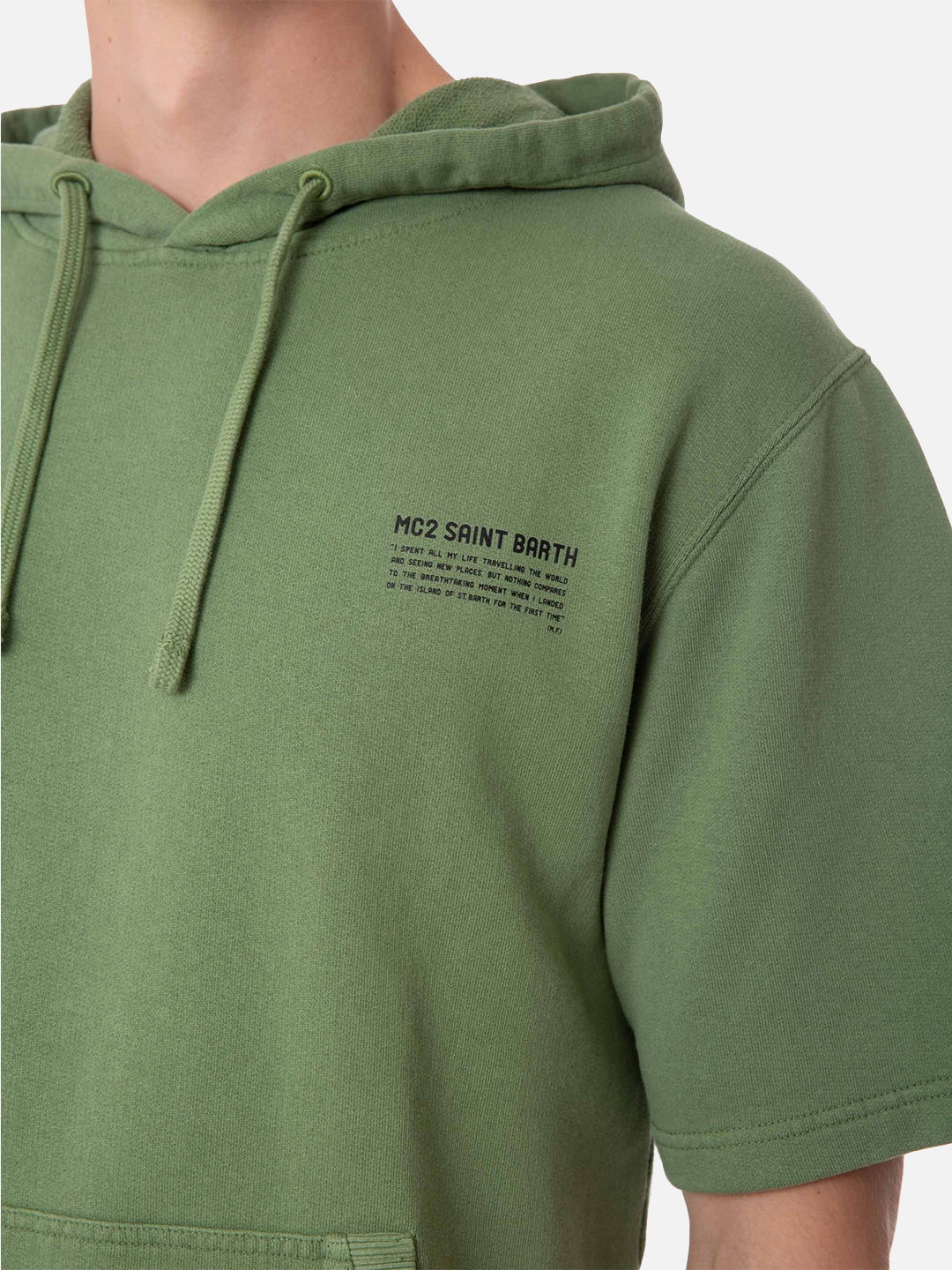 Man Short Sleeve Hoodie Sweatshirt
