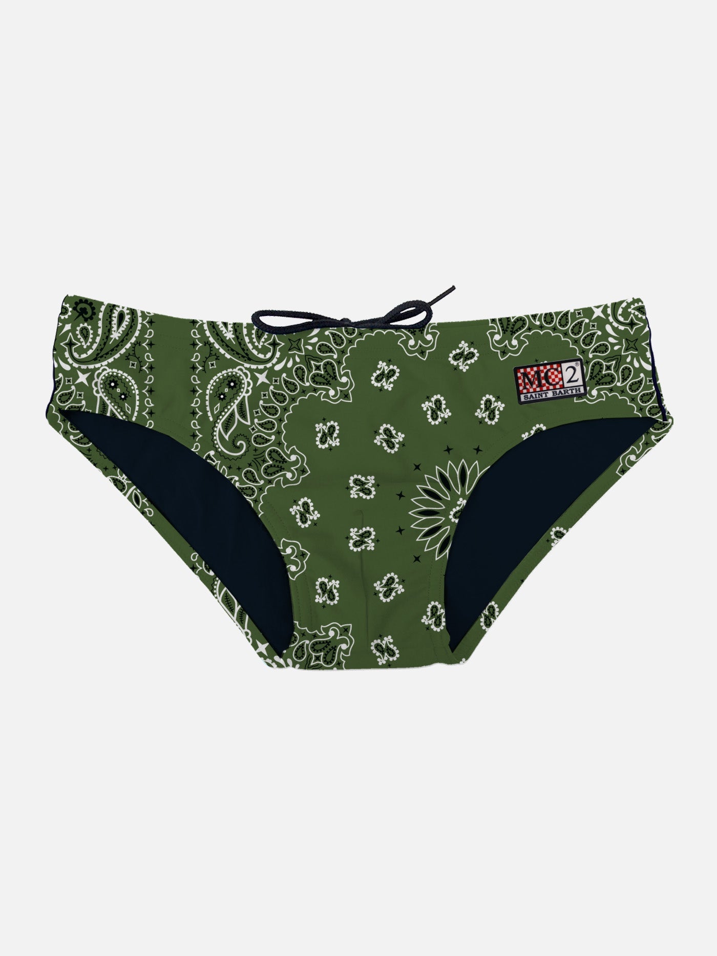 Man Swim Briefs With Military Green Bandanna Print Brief / Slip