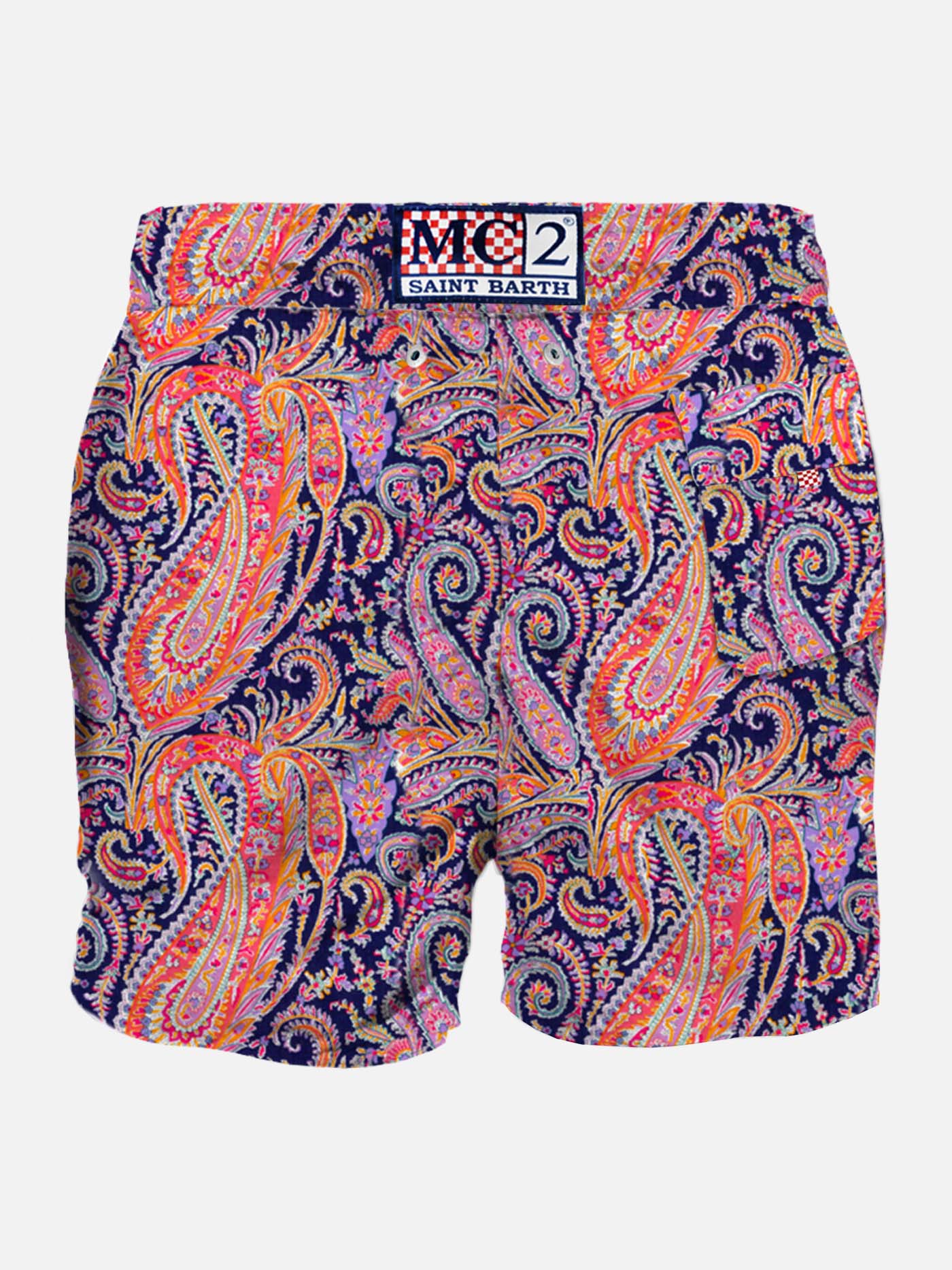 Man Classic Swim Shorts With Paisley Print | Liberty Special Edition Orange Swimshort