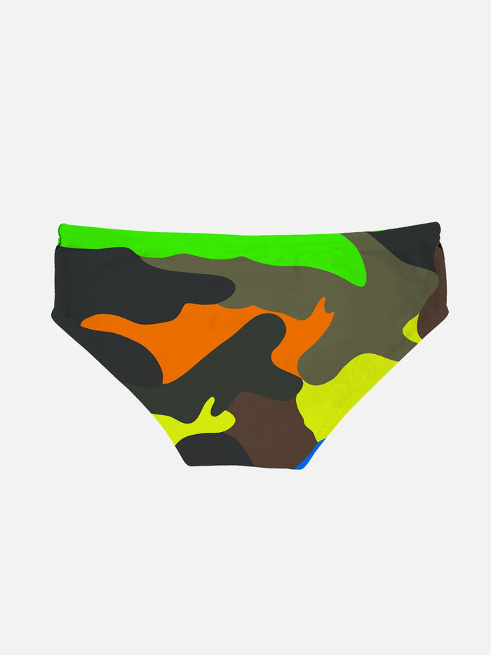 Boy Swim Briefs With Multicolor Camouflage Print __single__ Brief / Slip