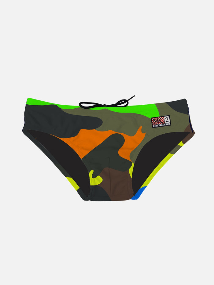 Boy Swim Briefs With Multicolor Camouflage Print __single__ Brief / Slip
