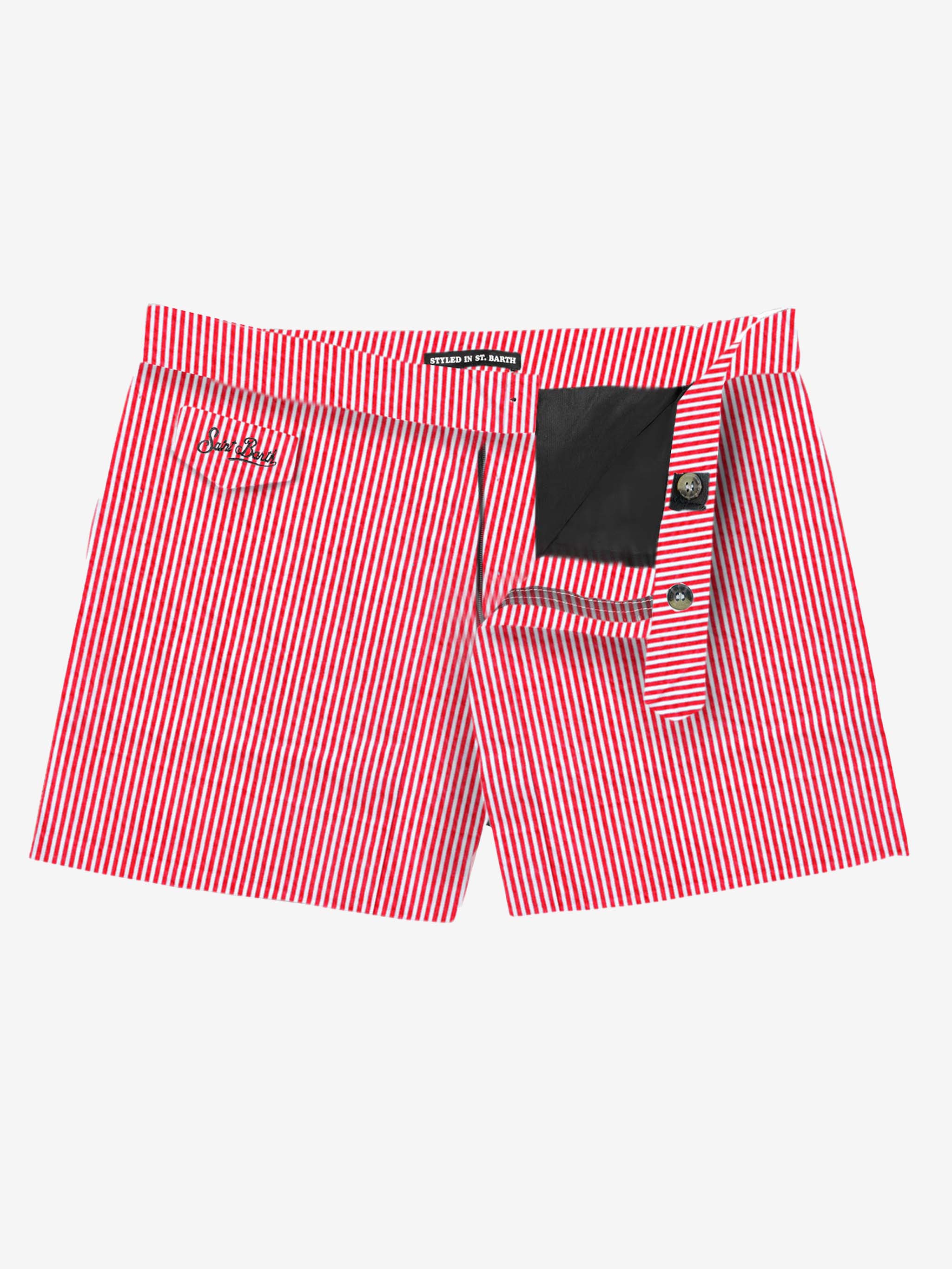 Man Swim Shorts With Red Striped Swimshort
