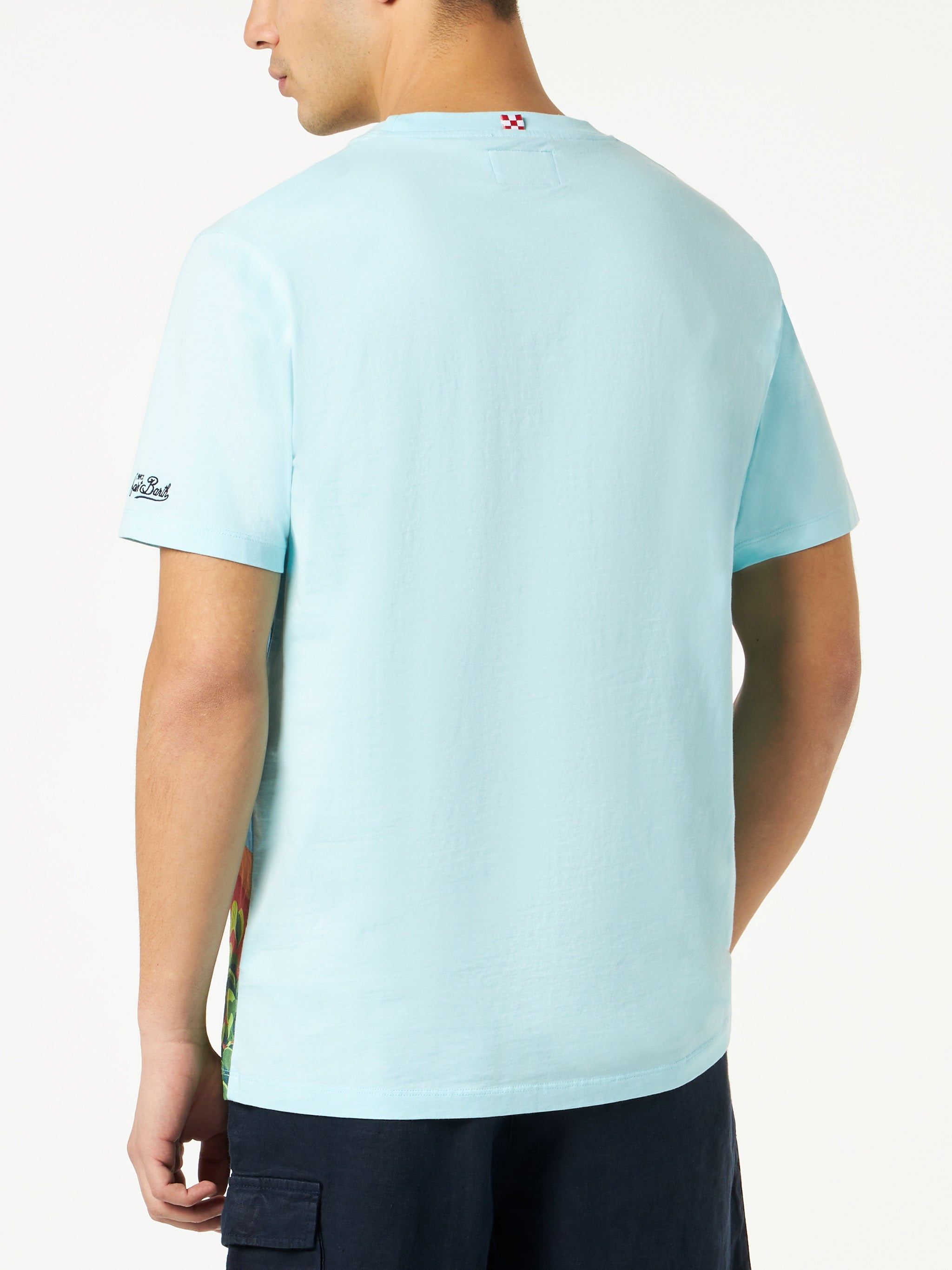 Man Cotton T-Shirt With Saint Barth Postcard Print Green