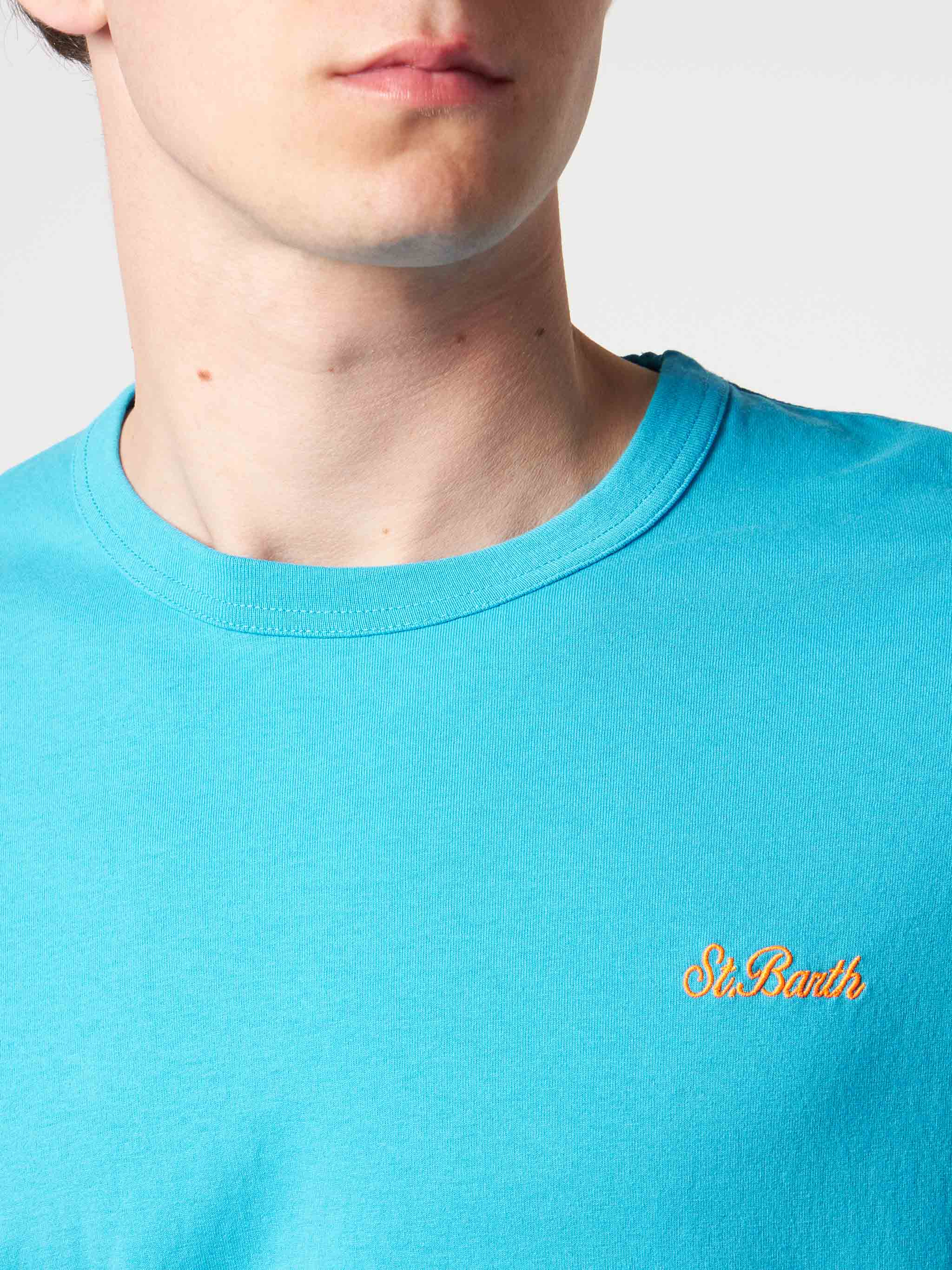 Man Light-Blue Cotton T-Shirt Sky
