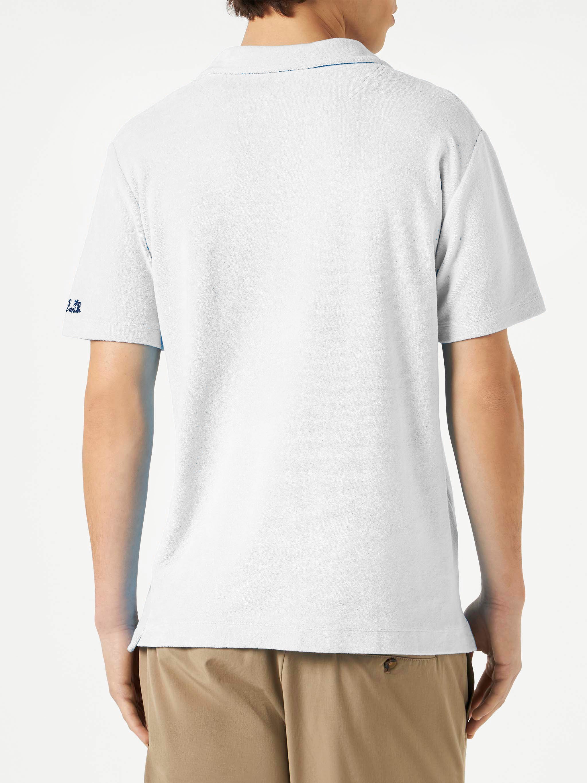 Man White Cotton Terry Polo Shirt