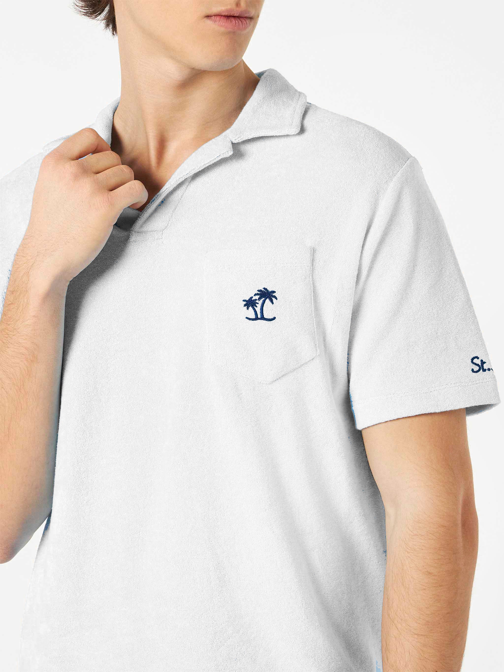 Man White Cotton Terry Polo Shirt