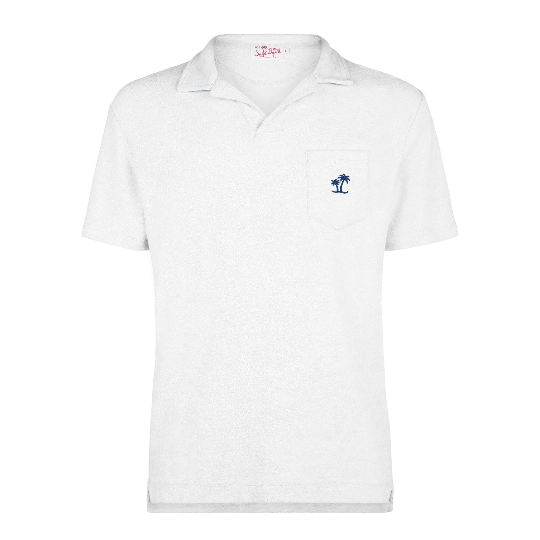 Man White Cotton Terry Polo Shirt
