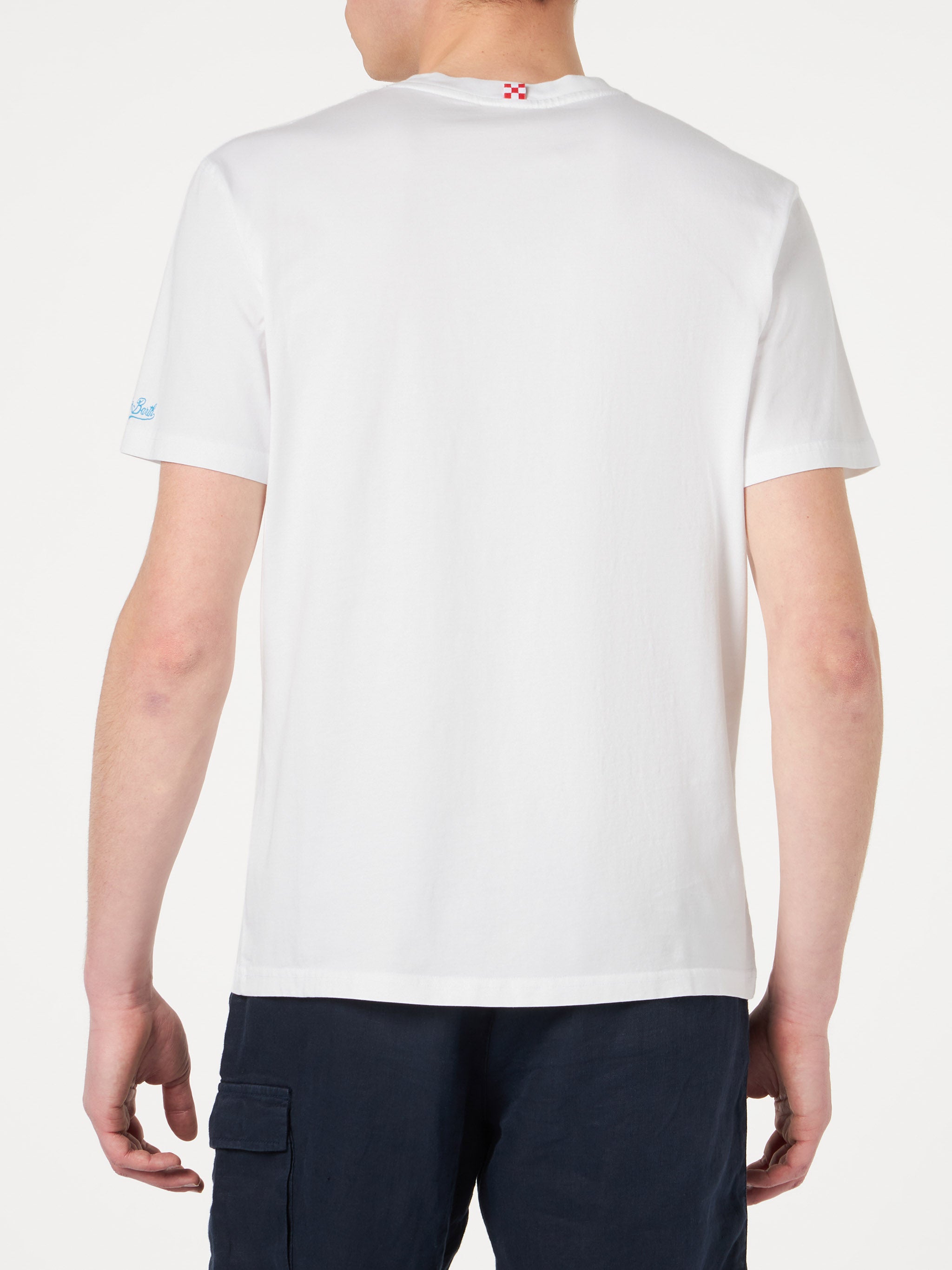 Man Cotton T-Shirt With Lodola Car Print | Marco Art Special Edition White