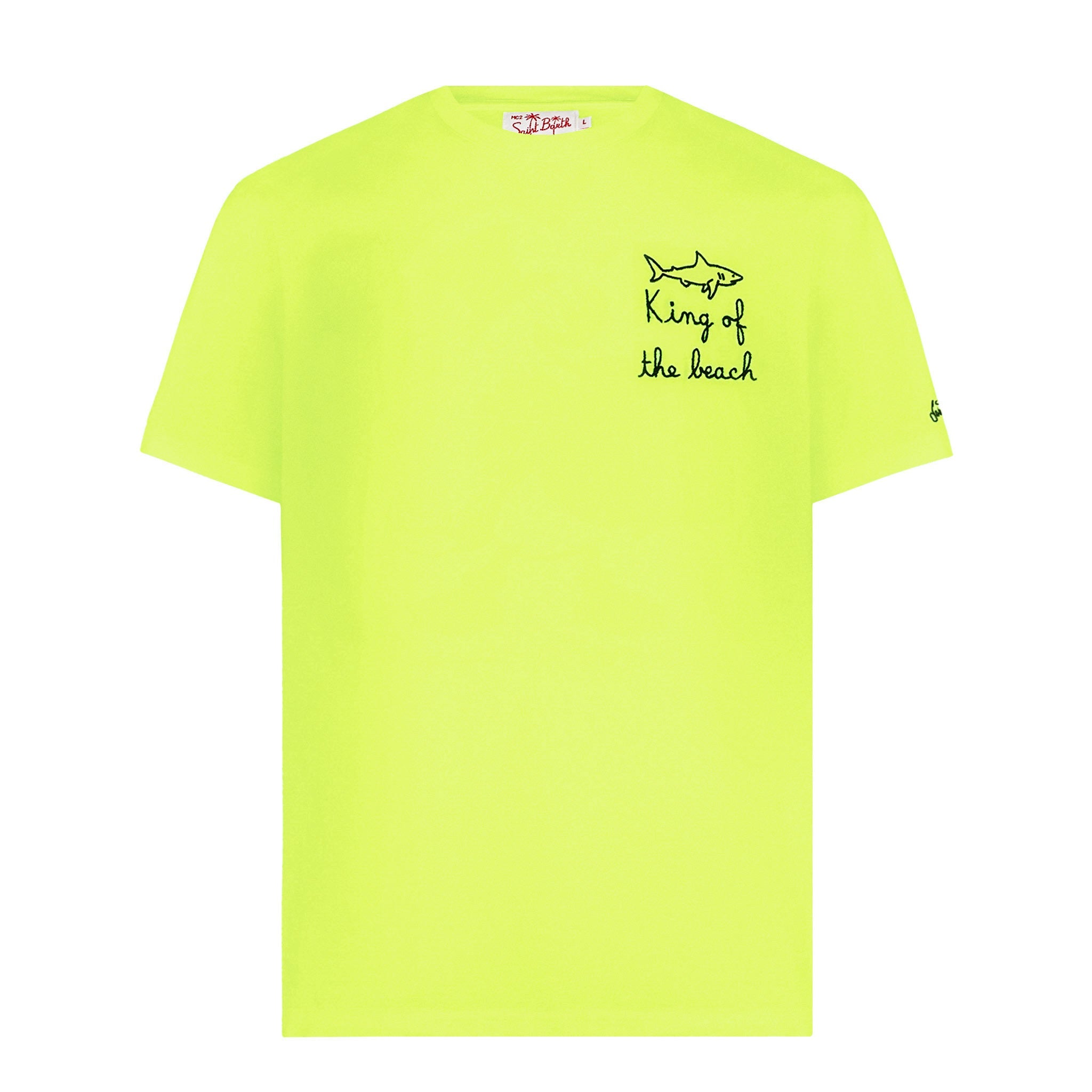 Man T-Shirt With King Of The Beach Embroidery Yellow