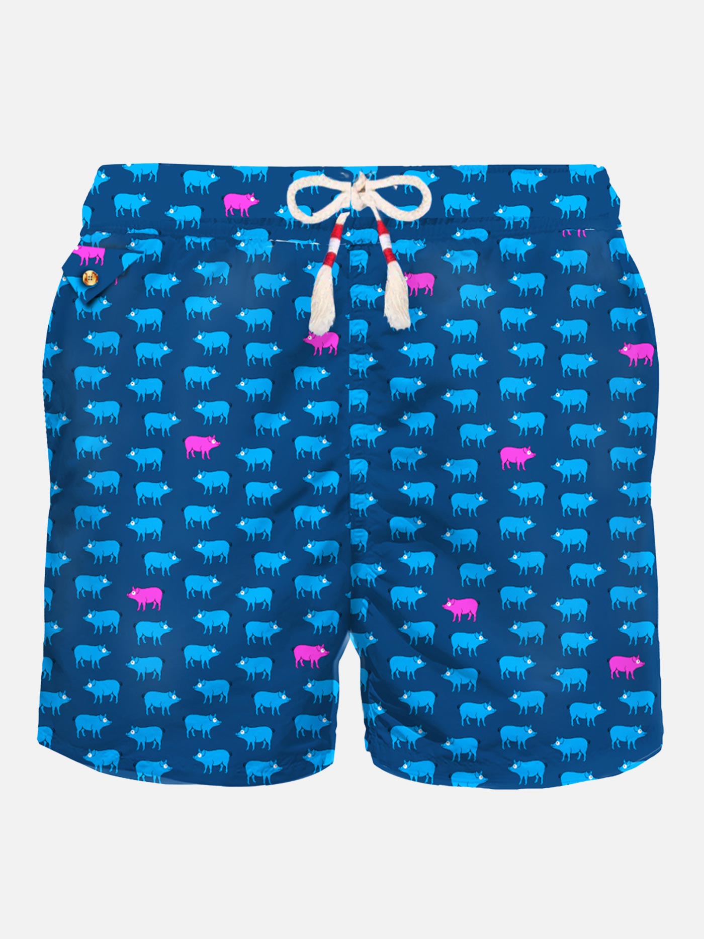 Man Light Fabric Swim Shorts With Pigs Print Swimshort