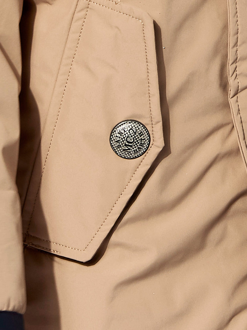 Boy Hooded Beige Parka Jacket Voyager Jr Brown