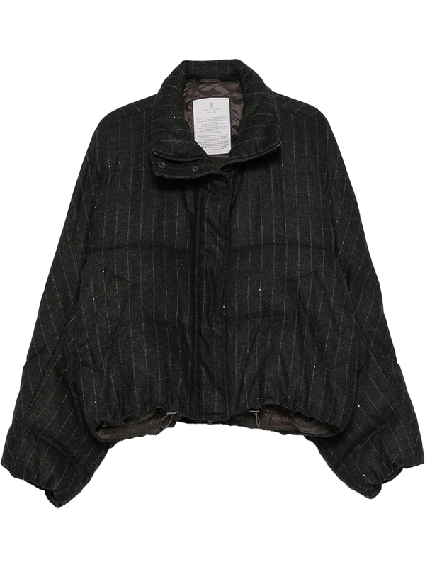 Brunello Cucinelli Pinstriped Padded Jacket D Grey