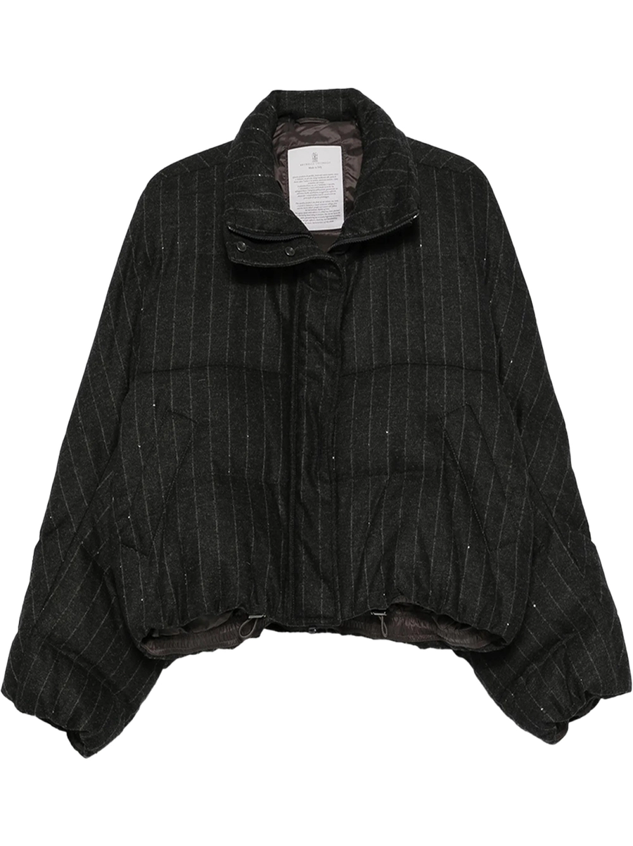 Brunello Cucinelli Pinstriped Padded Jacket D Grey