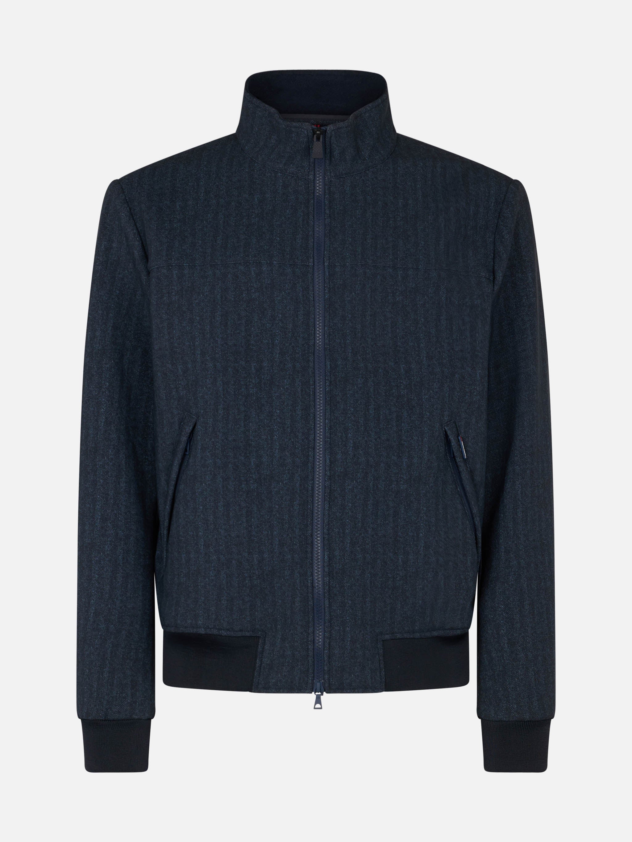 Man Mid-Weight Herringbone Bomber Jacket Traveler Blue