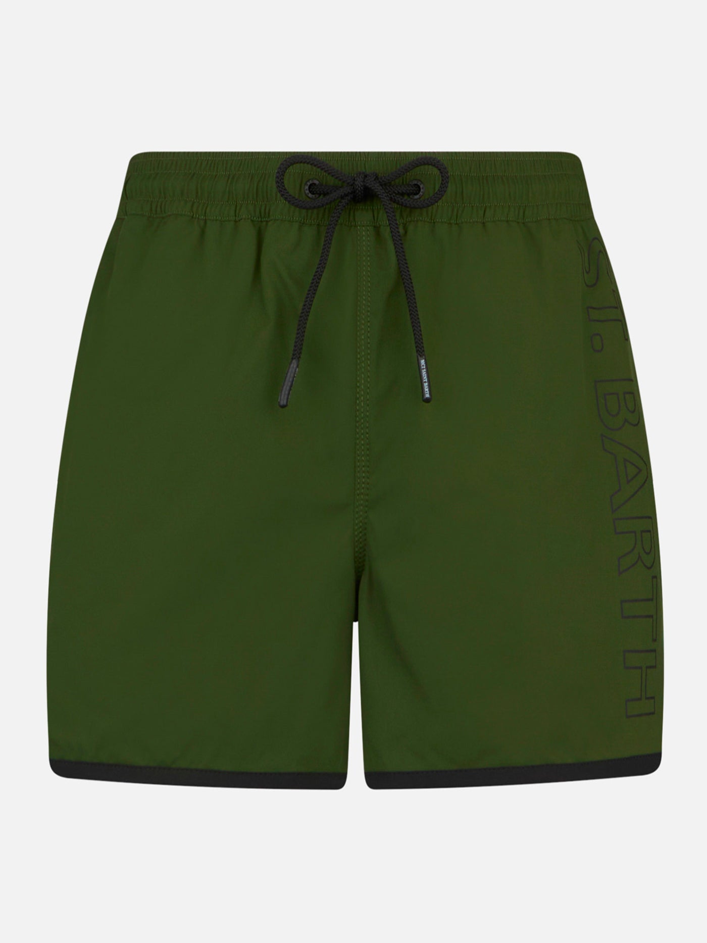 Man Swim Shorts With Side Logo And Contrast Green Swimshort