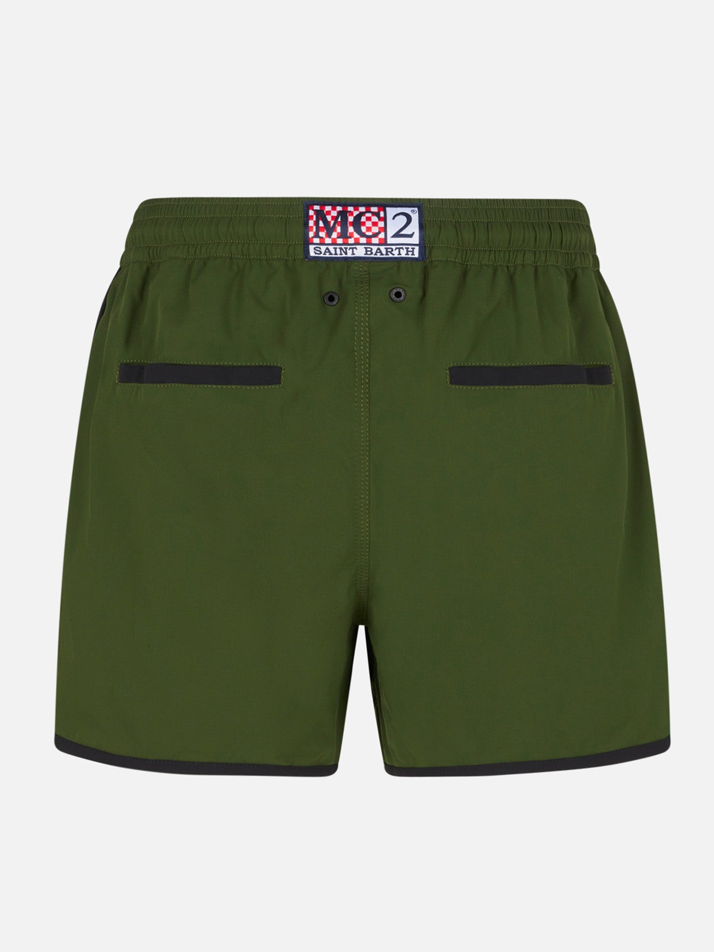 Man Swim Shorts With Side Logo And Contrast Green Swimshort