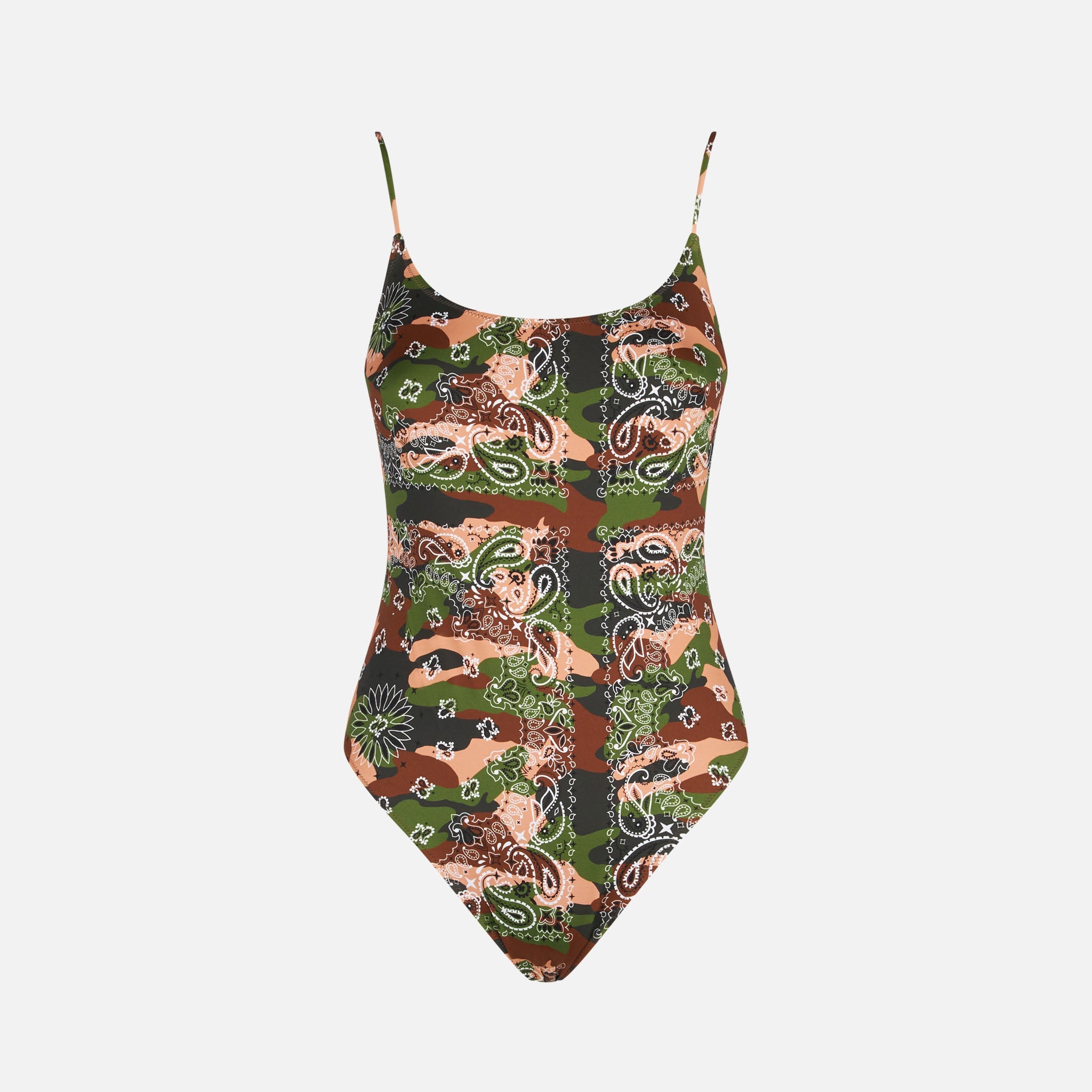 Mimetic Bandanna Print One Piece Swimsuit Grey