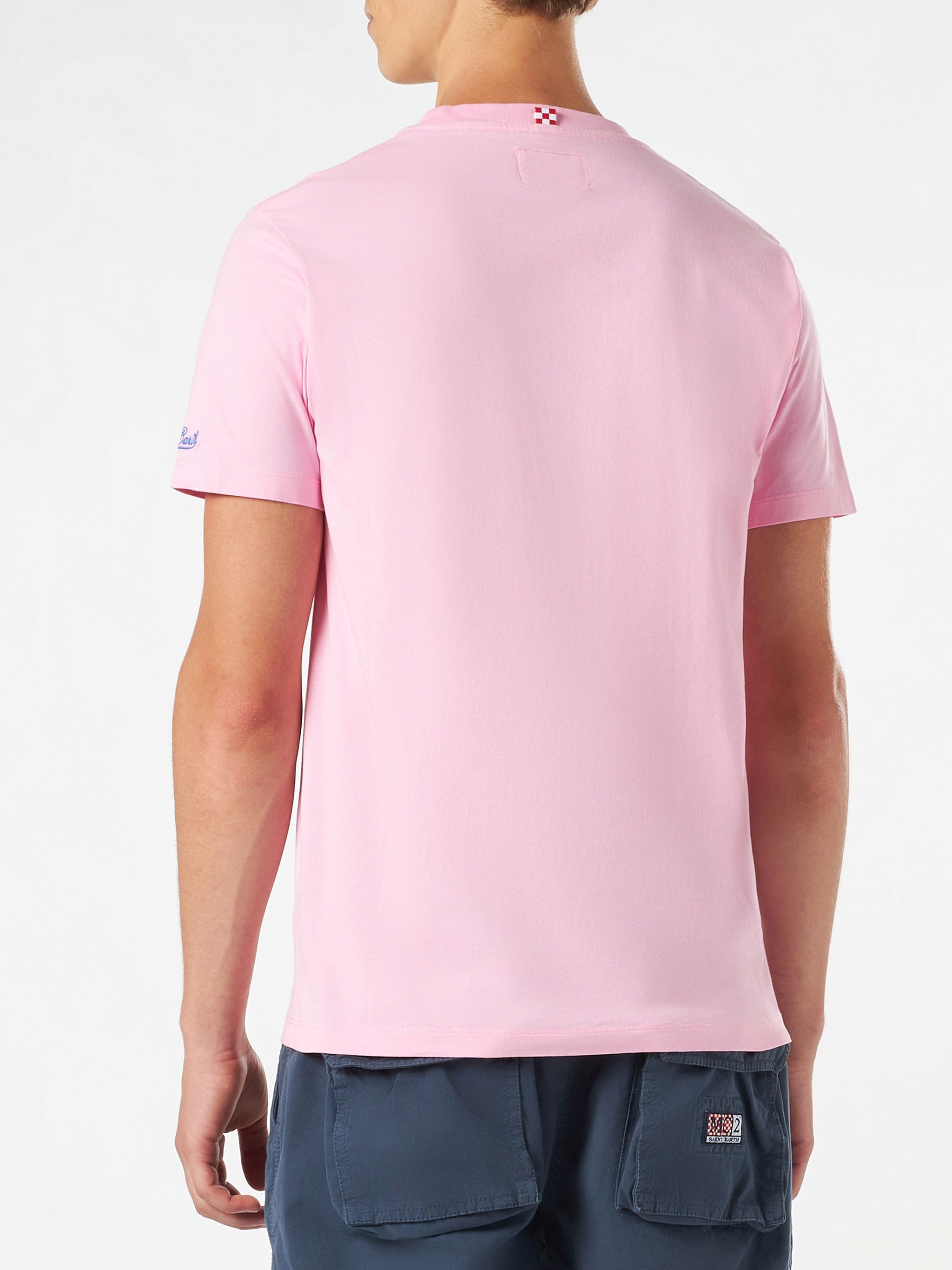 Man Cotton T-Shirt With Mojito Print Pink