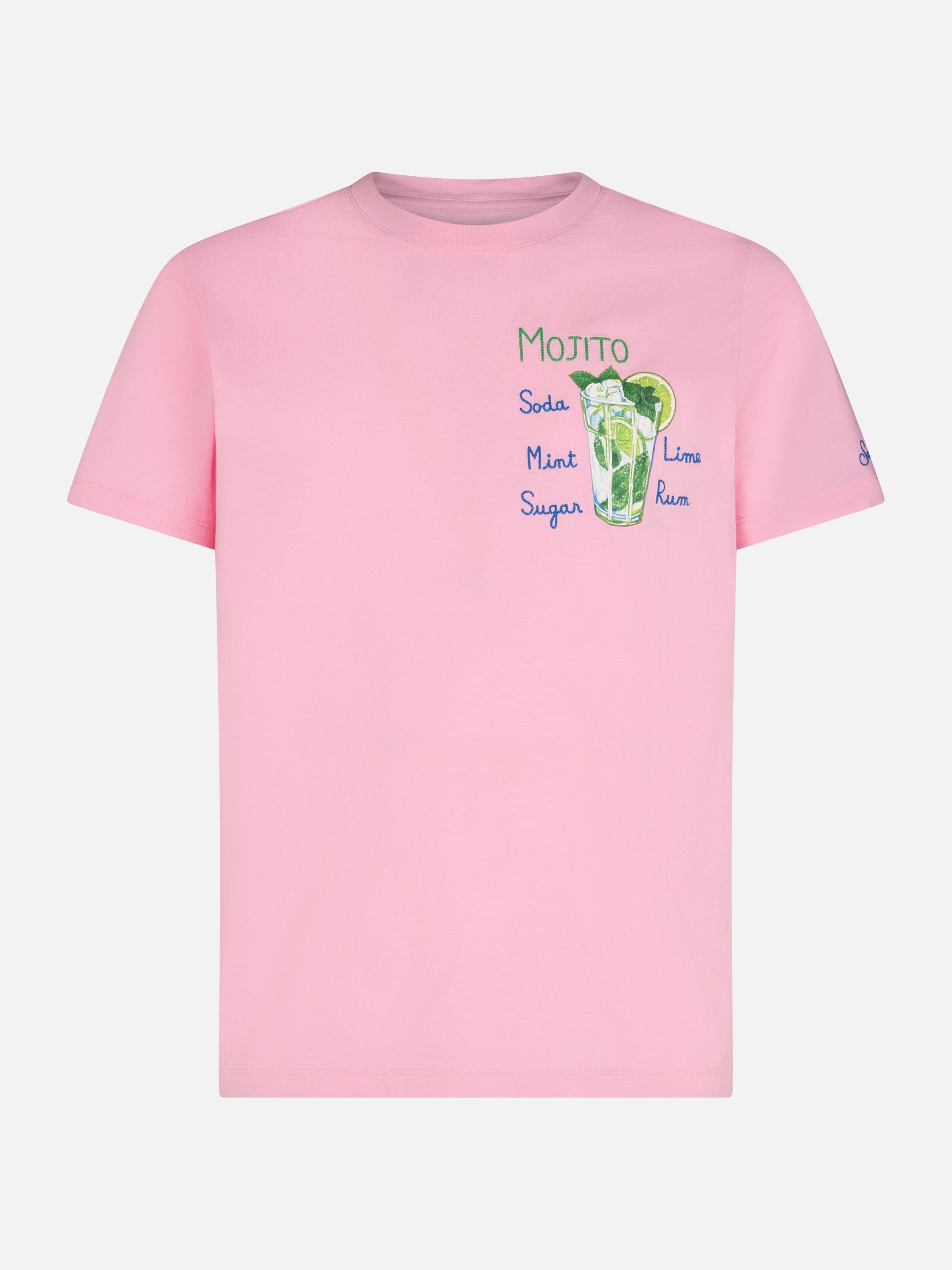 Man Cotton T-Shirt With Mojito Print Pink