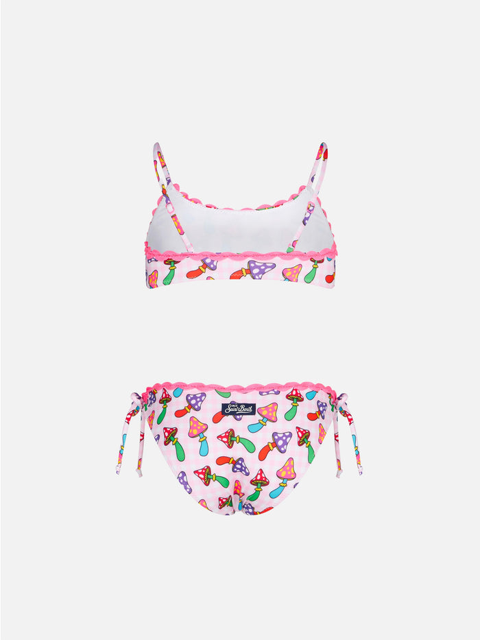 Girl Bralette Bikini With Mushrooms Print __single__