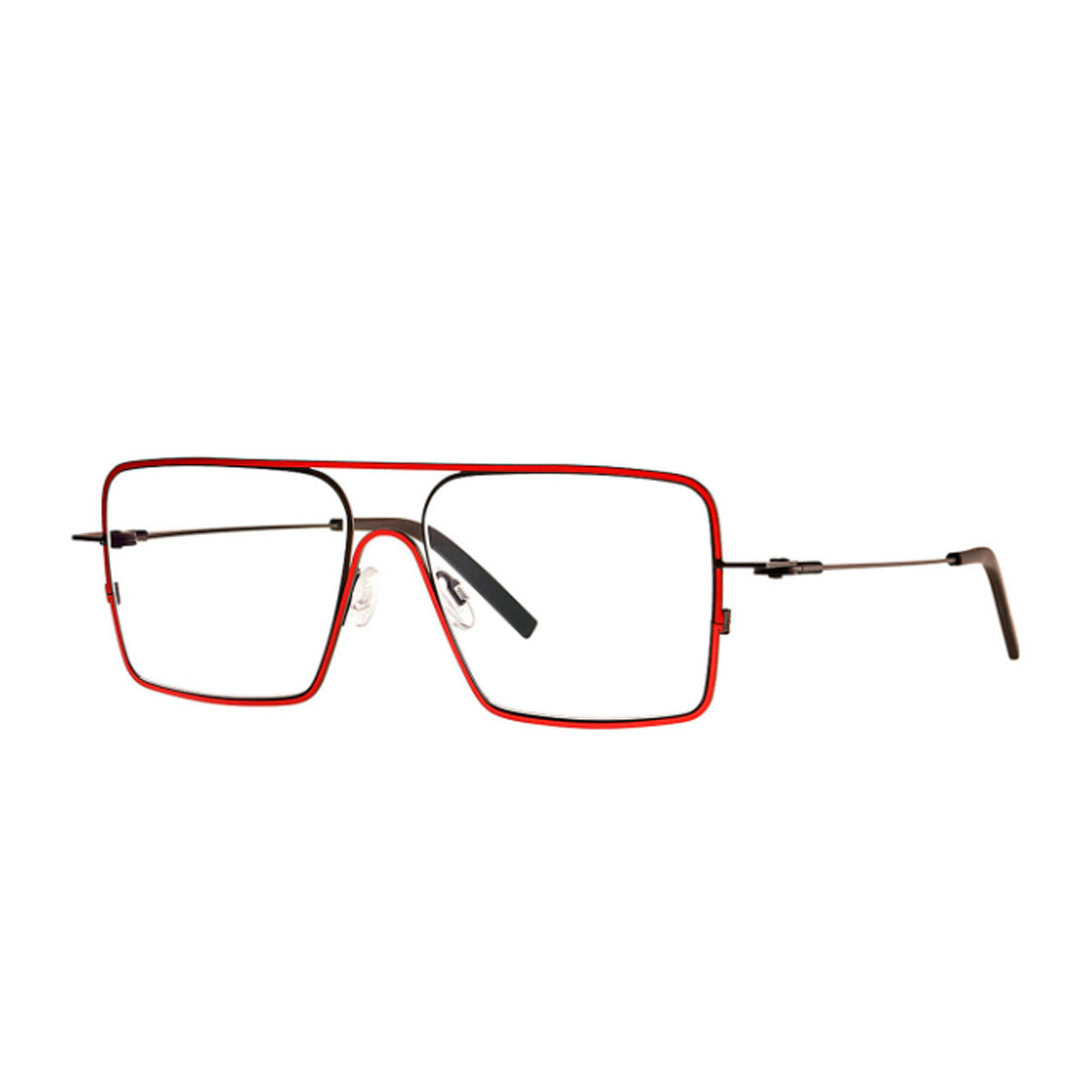 Theo Eyewear Isohel 323 Geranium Red-Black Rosso Stainless Steel Occhiali Da Vista