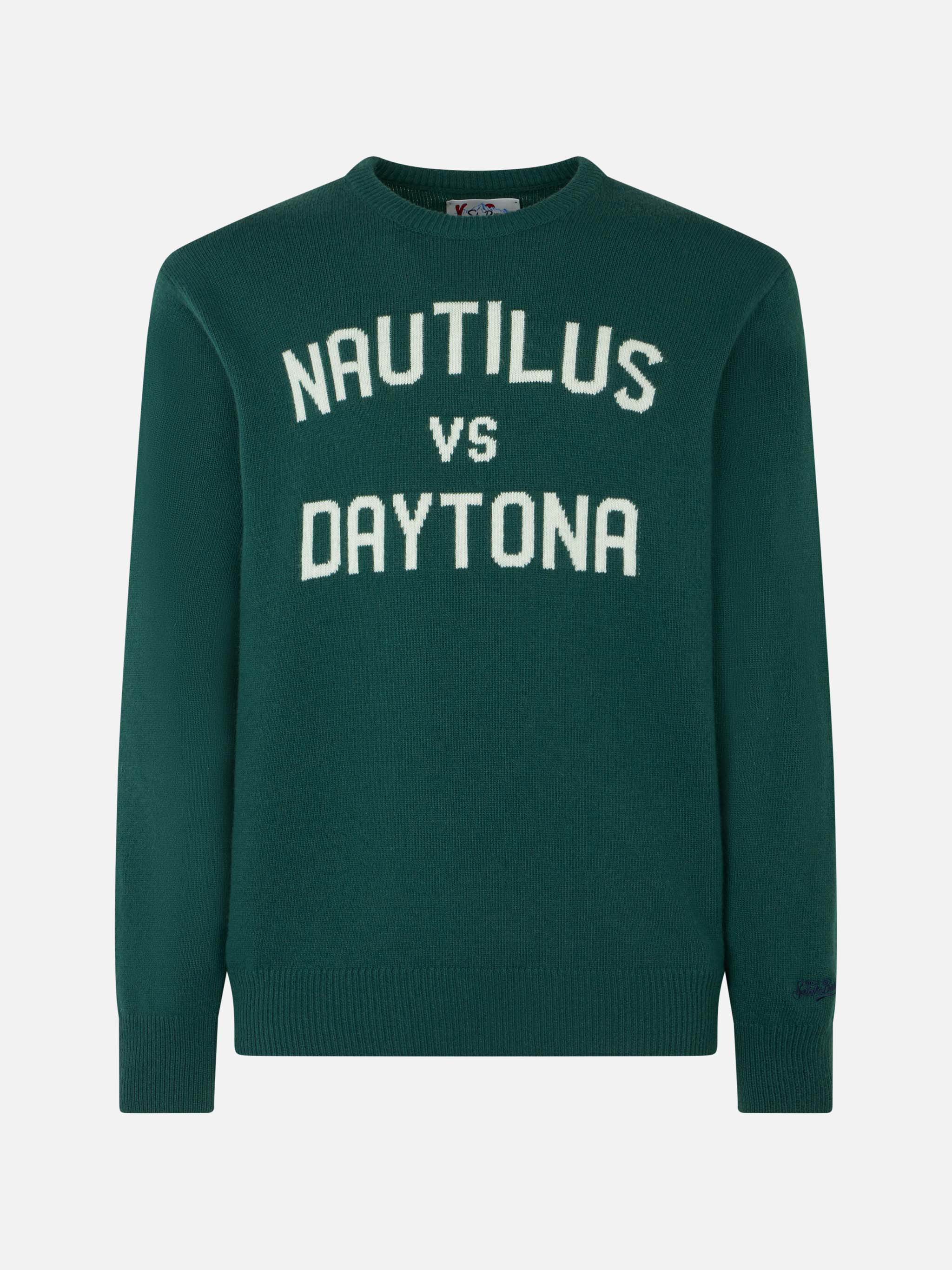 Man Crewneck Sweater With Nautilus Vs Daytona Jacquard Print Green