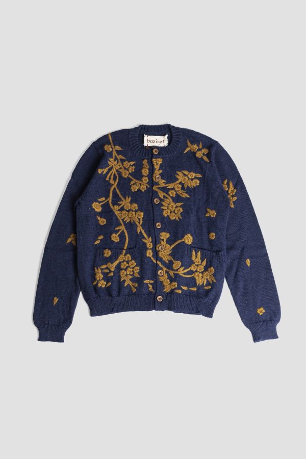 Baziszt Dense plush knit cardigan in navy