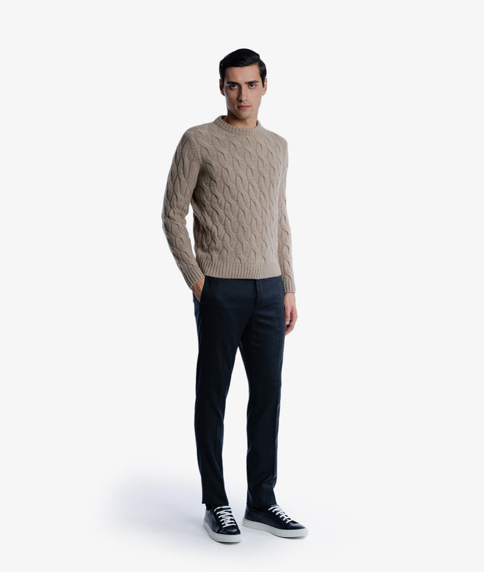 Cable Knit Sweater Col Du Pillon Beige