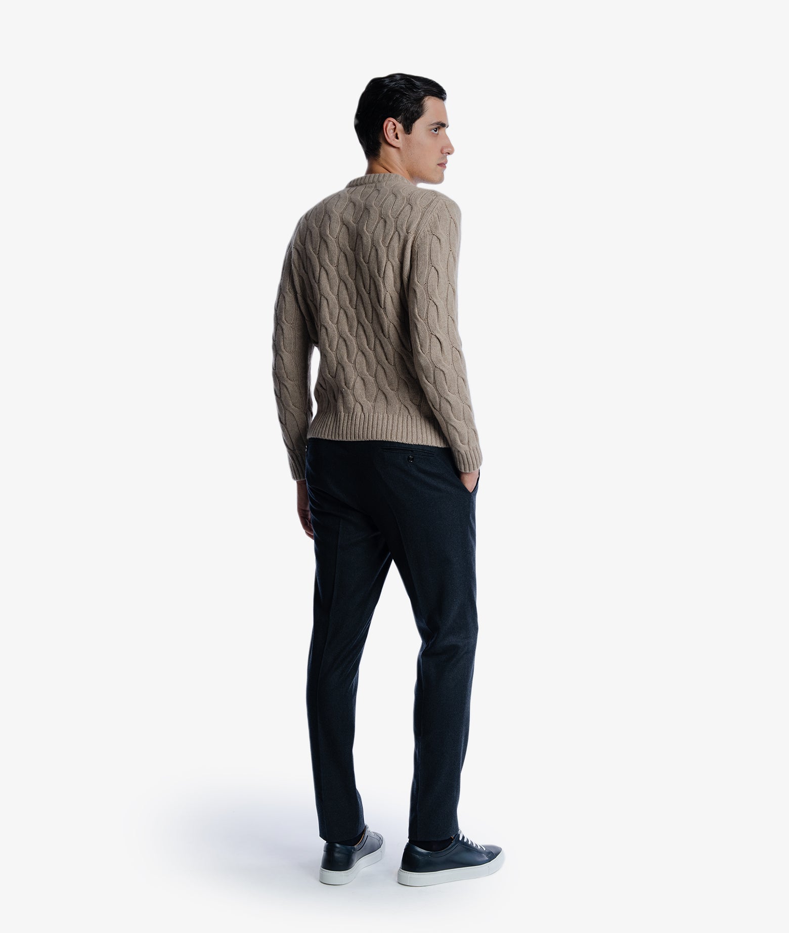 Cable Knit Sweater Col Du Pillon Beige