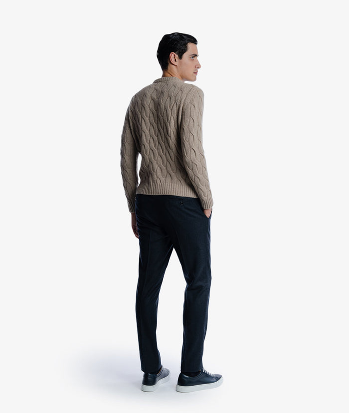 Cable Knit Sweater Col Du Pillon Beige