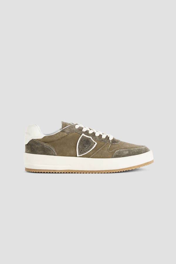 Philippe Model Khaki suede leather upper sneaker in beige